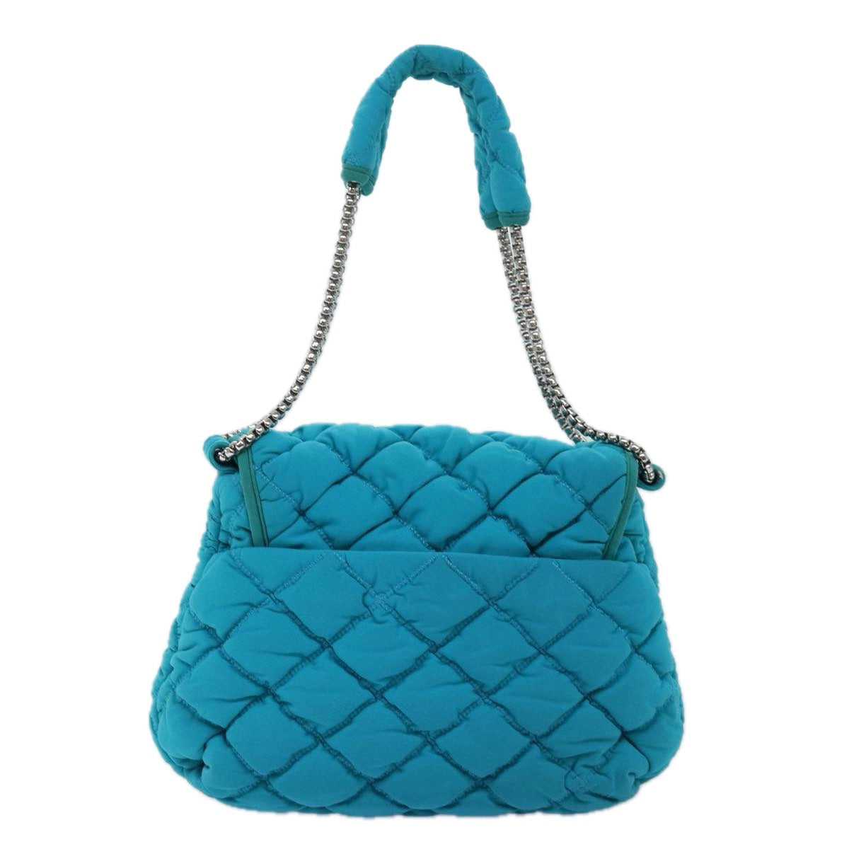 CHANEL Chain Shoulder Bag Nylon Blue CC Auth 74407A