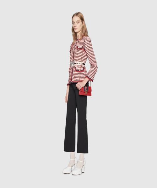 Gucci Sylvie Leather Mini Chain Bag Hibiscus Red