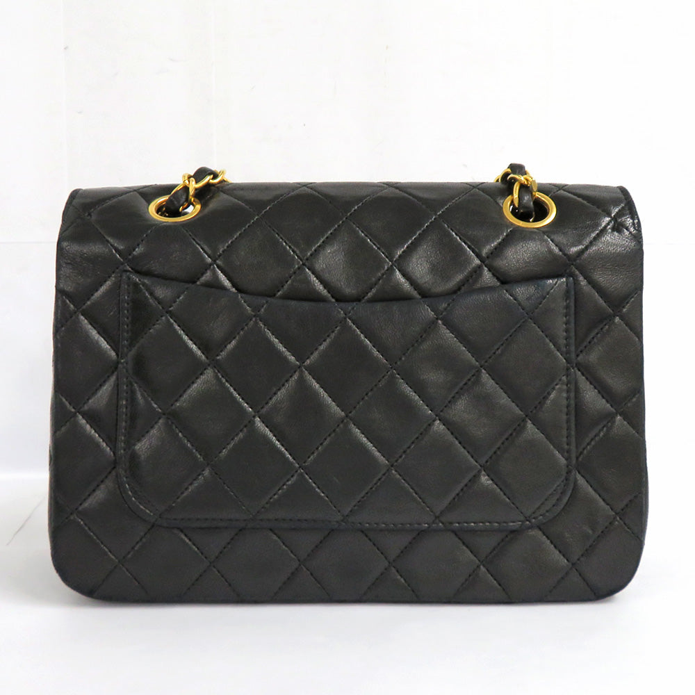 CHANEL Chanel Matrasse Full Flap Double Chain Shoulder Bag Black G 1st Coco Leather
