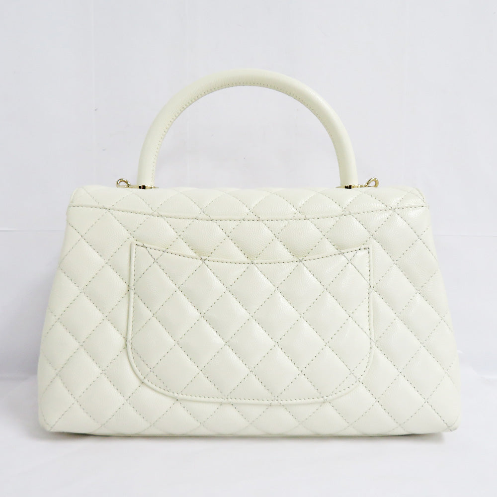 CHANEL Chanel Coco Handle 29 Top Handle Flap Bag A92991 Caviar S White G White Handbag Shoulder Bag Coco
