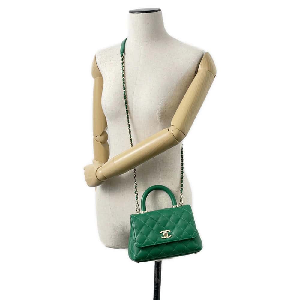 Chanel Flap Mini Caviar Leather Green Shoulder Bag