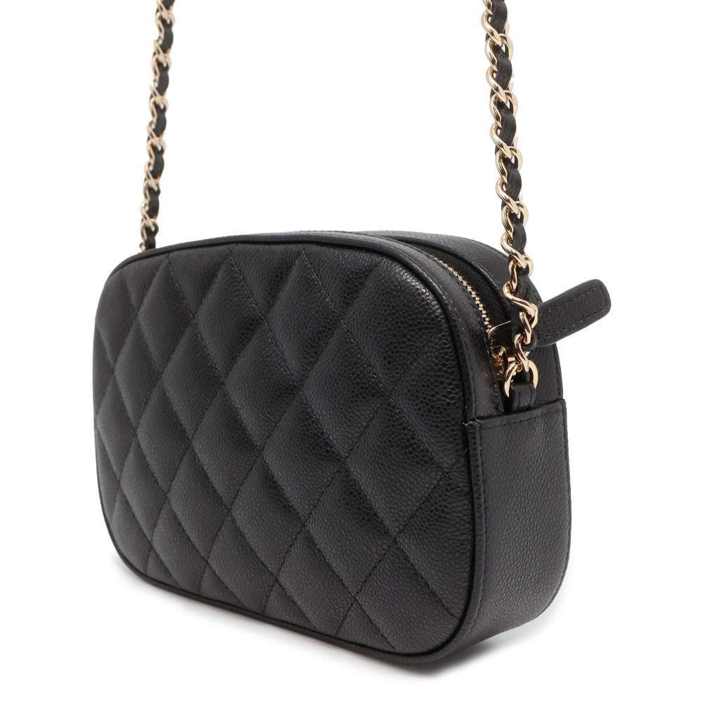 CHANEL ChainShoulder Bag Matelasse CC Logo Black AP3998 Caviar Leather