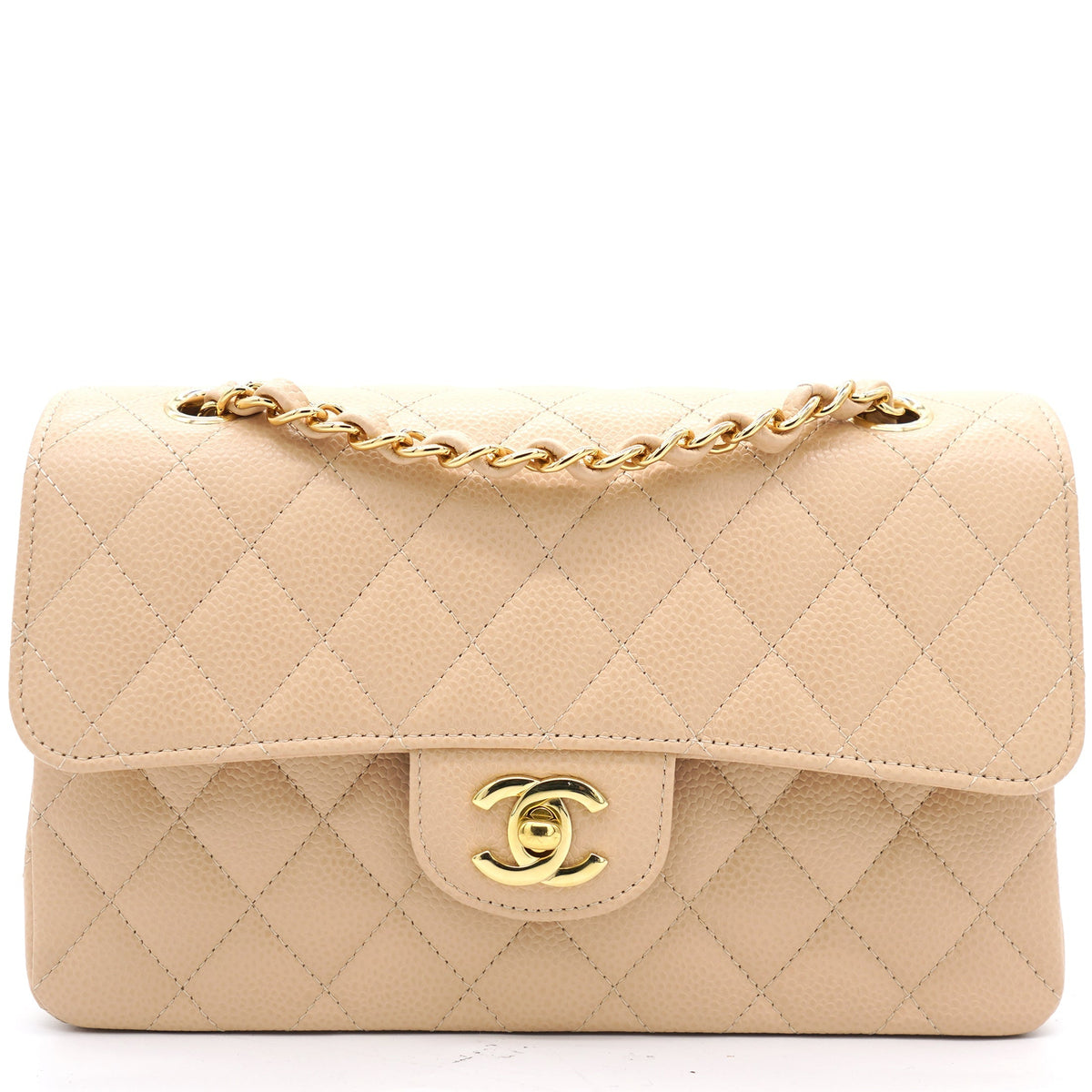 Chanel Caviar Quilted Small Double Flap Beige Clair