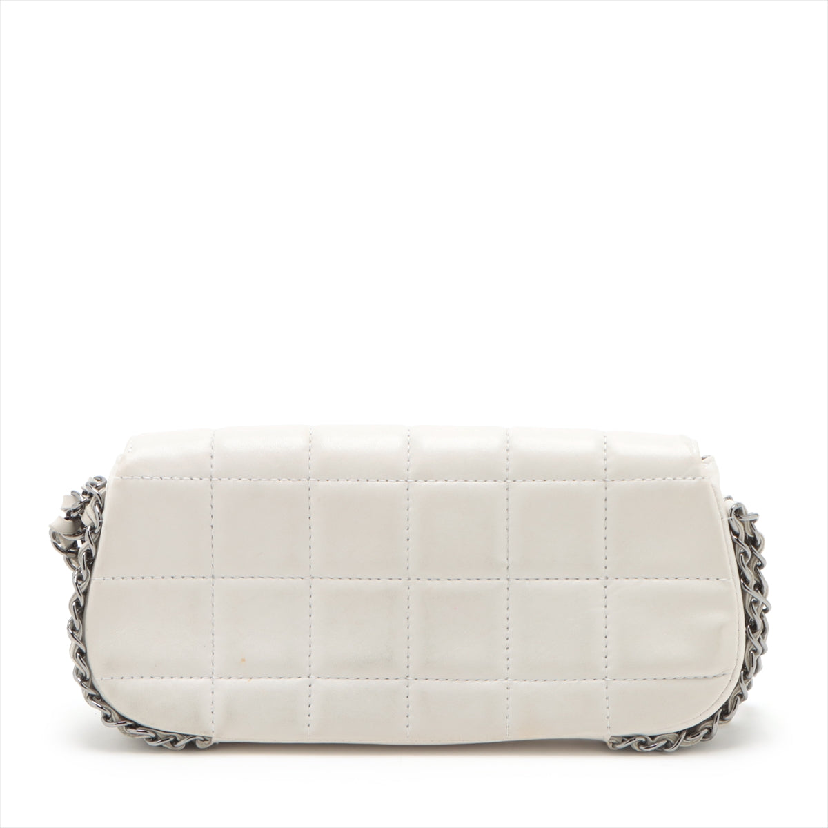 Chanel Chocolate Bar in Chain Shoulder Bag White Silver G 8th
