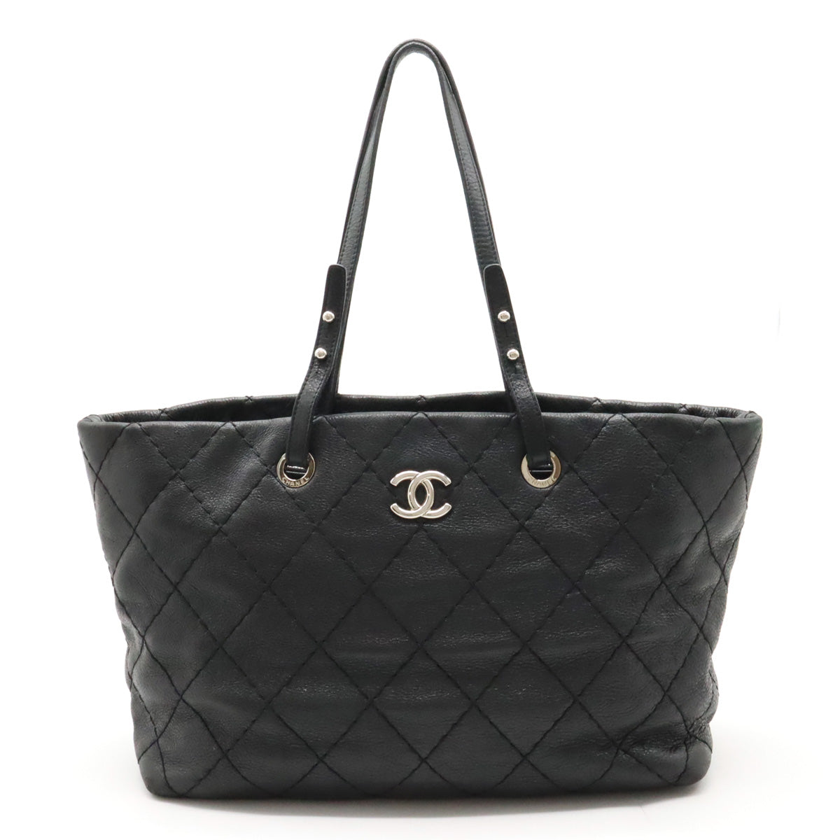 Chanel Chanel Onza Road Coco Tote Bag Shoulder Bag Shoulder Killing Leather Black Black Silver A48019