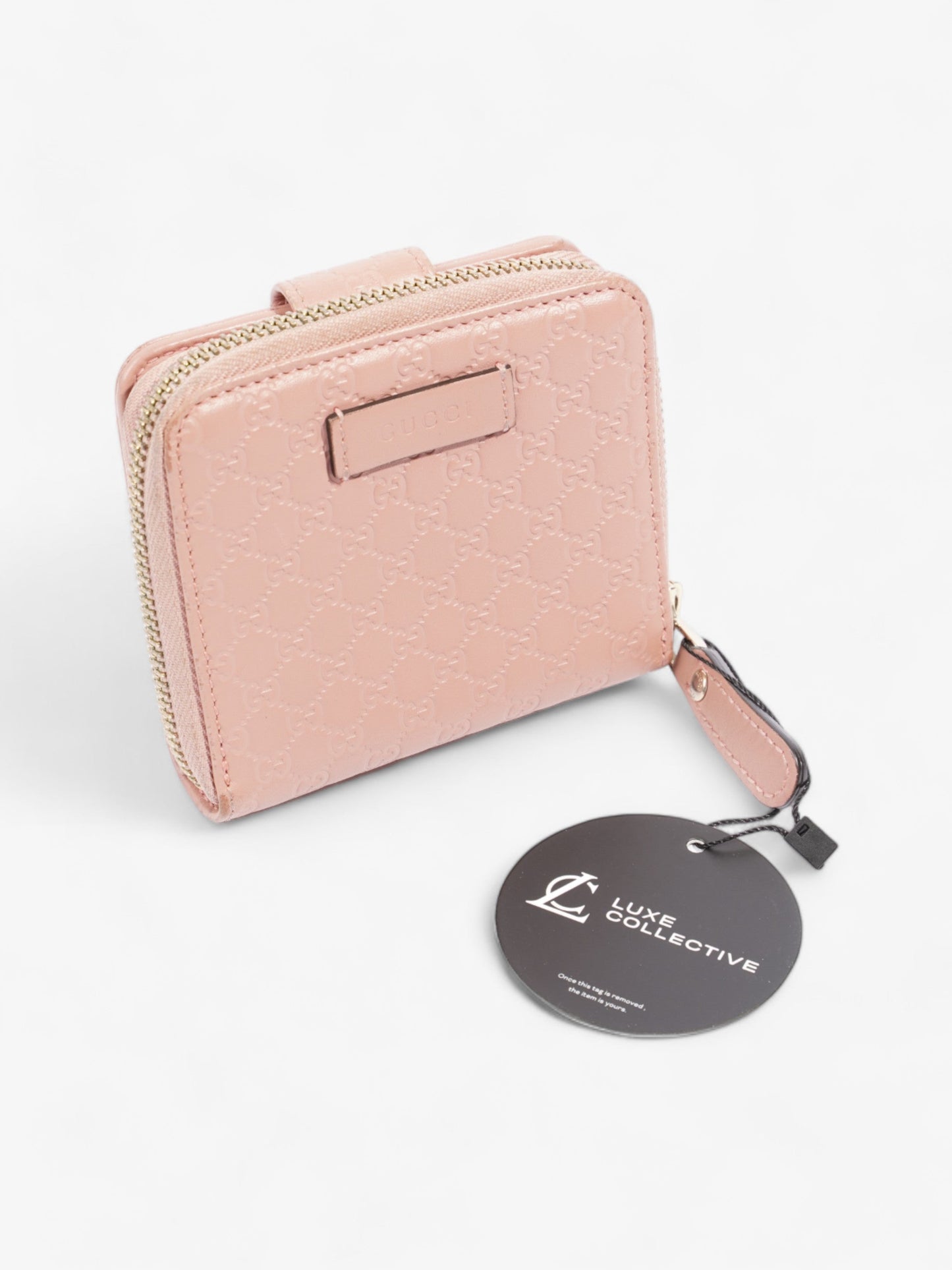 Gucci Gucci Micro Guccissima 449395 Leather Compact Wallet Pink Ⓖ Engraving Pink Embossed Leather