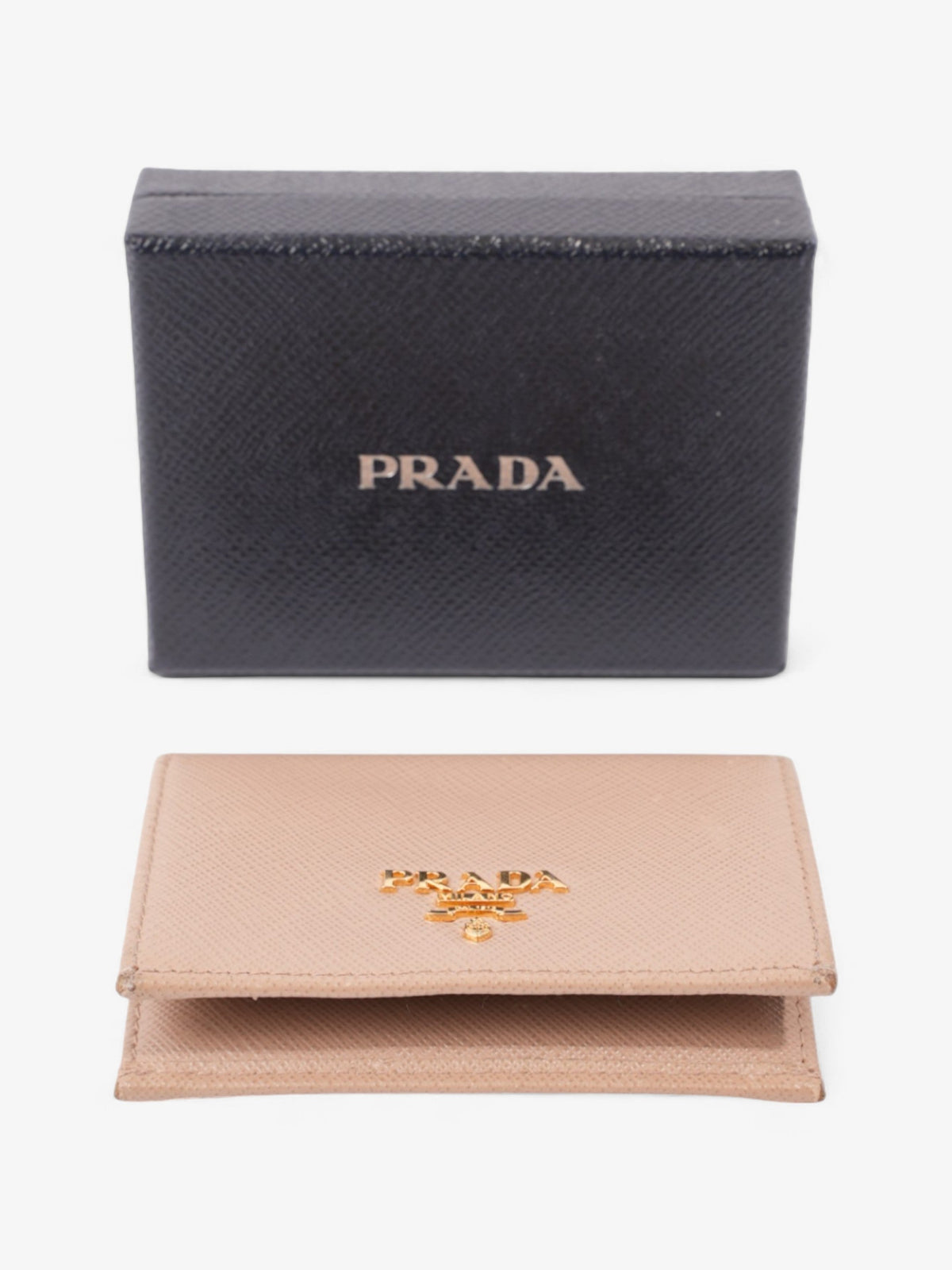 Prada Card Case Holder Beige Saffiano Leather