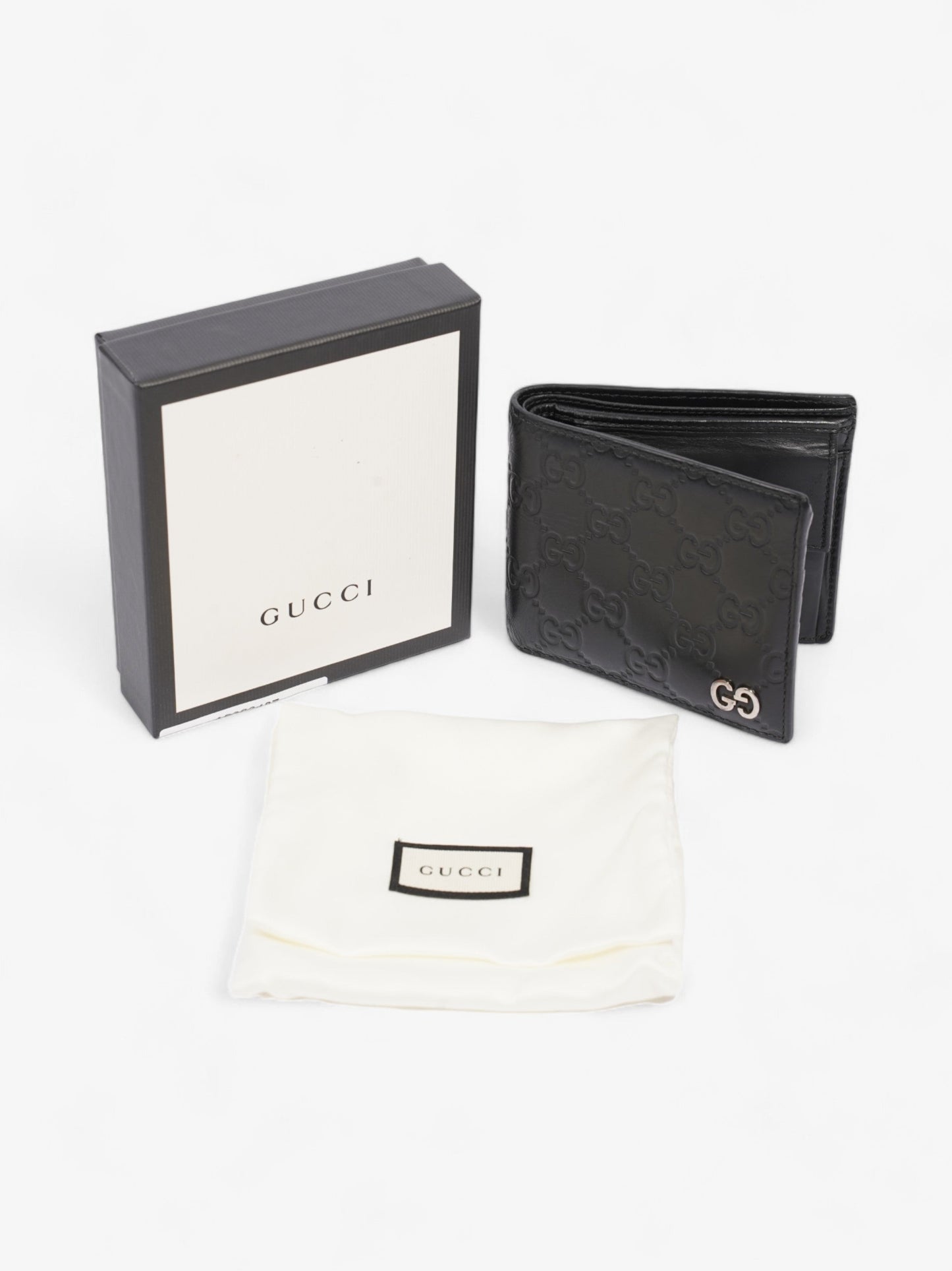 Gucci Guccissima Compact Wallet Black Leather