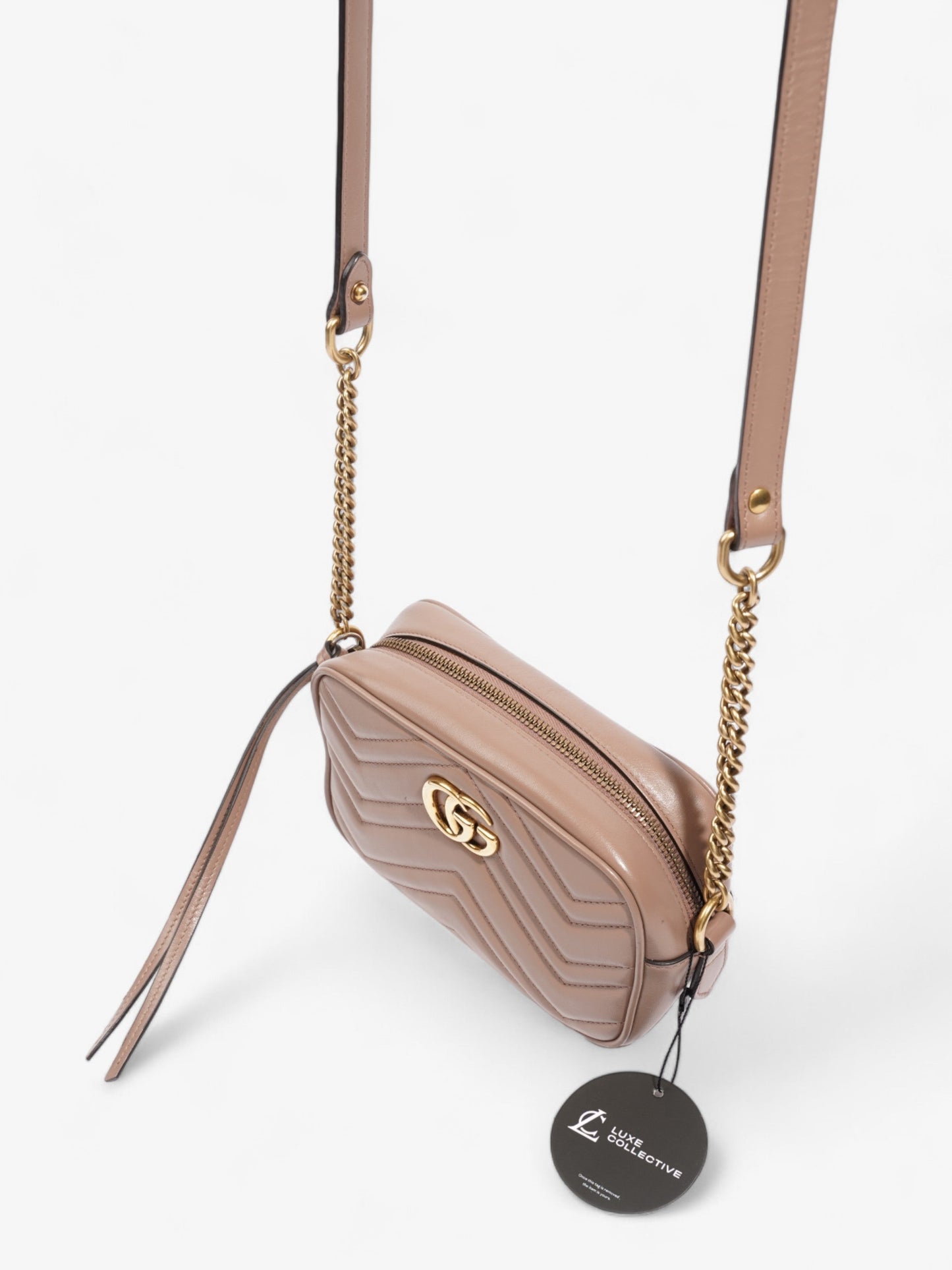 Gucci GG Marmont Taupe Matelasse Leather Mini