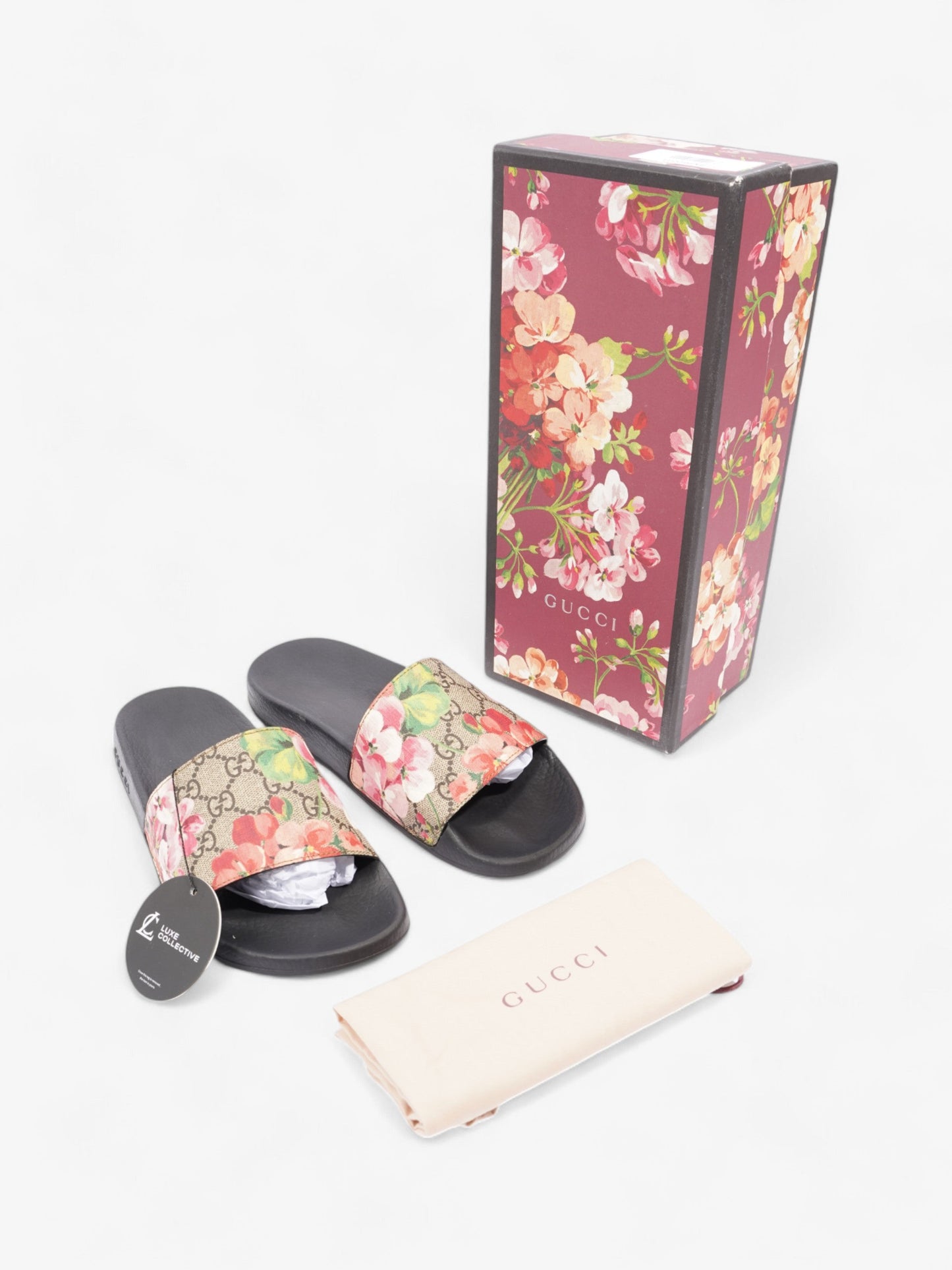 Gucci GG Supreme Blooms Floral Slides Beige / Floral Canvas EU 38 UK 5