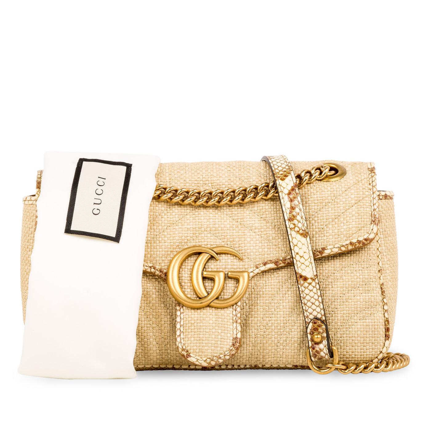 Gucci GG Marmont Bag - Raffia and Python - Small