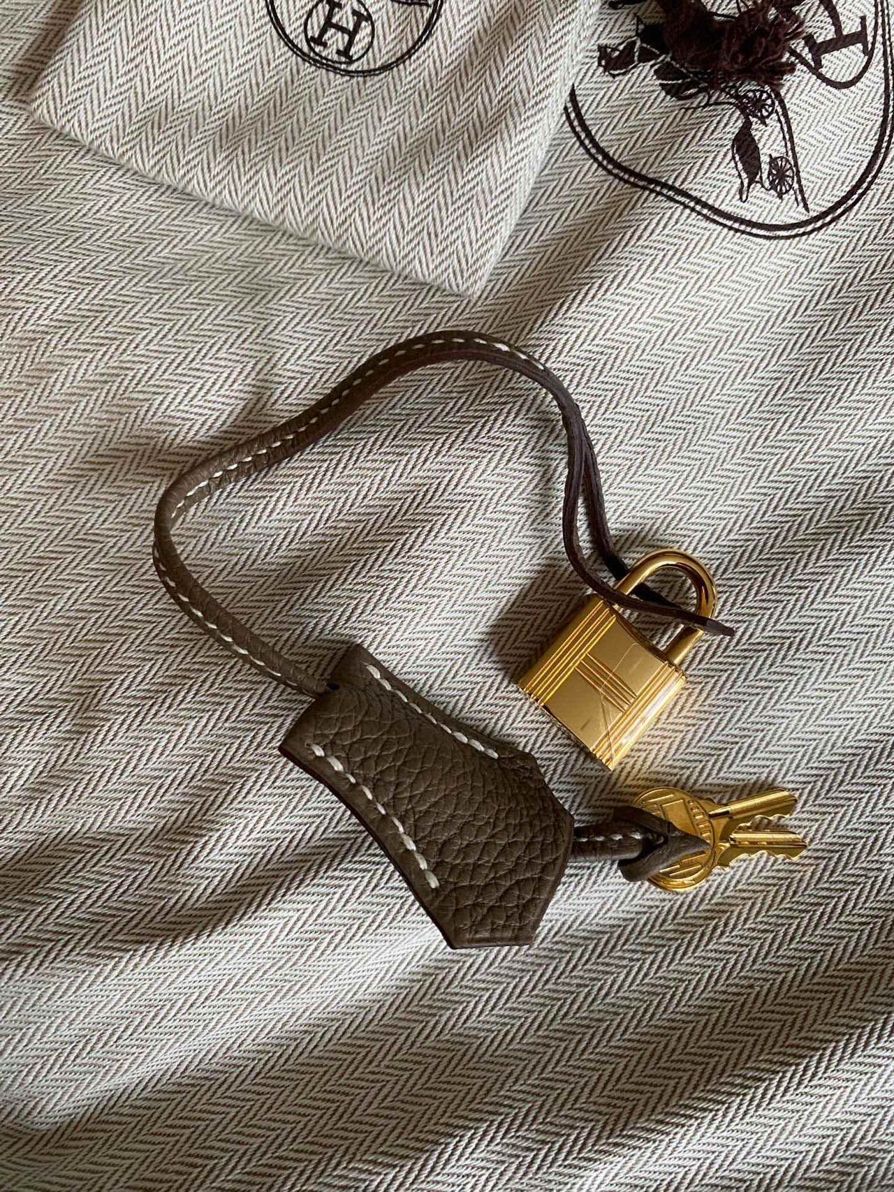 Pre-owned Certified Hermes Birkin 30 Etoupe 18 Togo Leather Golden Hardware, 2016 (X), with Full Set - box, dust bag, lock&key