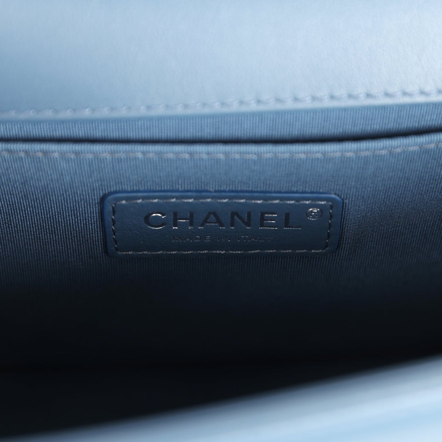 Chanel Medium Boy Bag Blue Lambskin Ruthenium Hardware