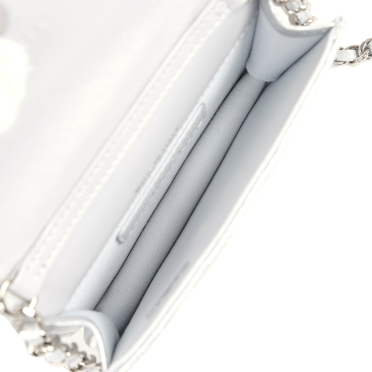 Chanel Crystal CC Walk Of Fame Clutch Silver Metallic Goatskin Silver Hardware