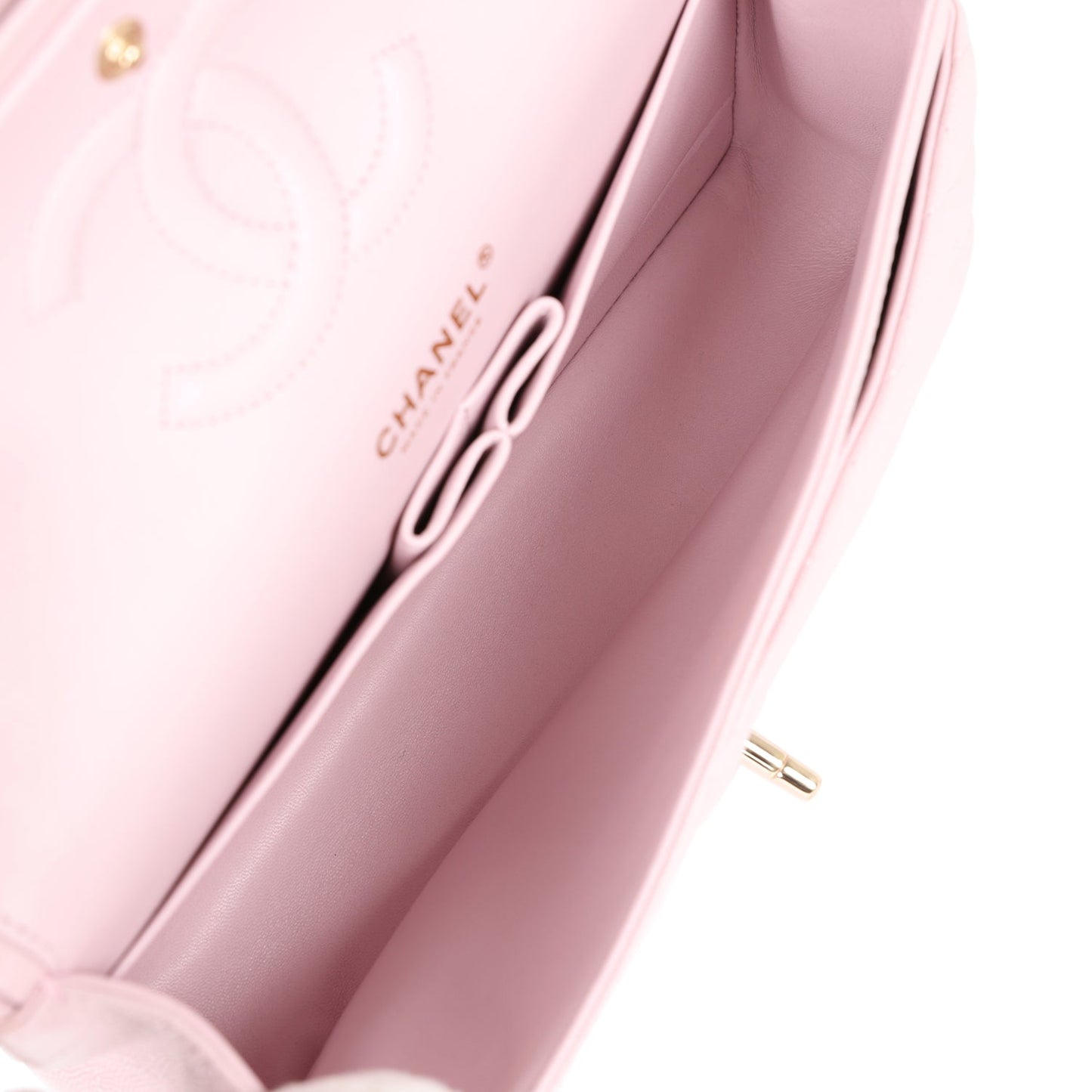 Chanel Medium Classic Double Flap Light Pink Caviar Light Gold Hardware