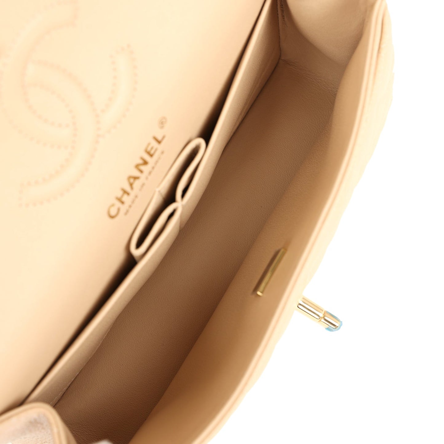 Chanel Small Classic Double Flap Bag Beige Caviar Gold Hardware