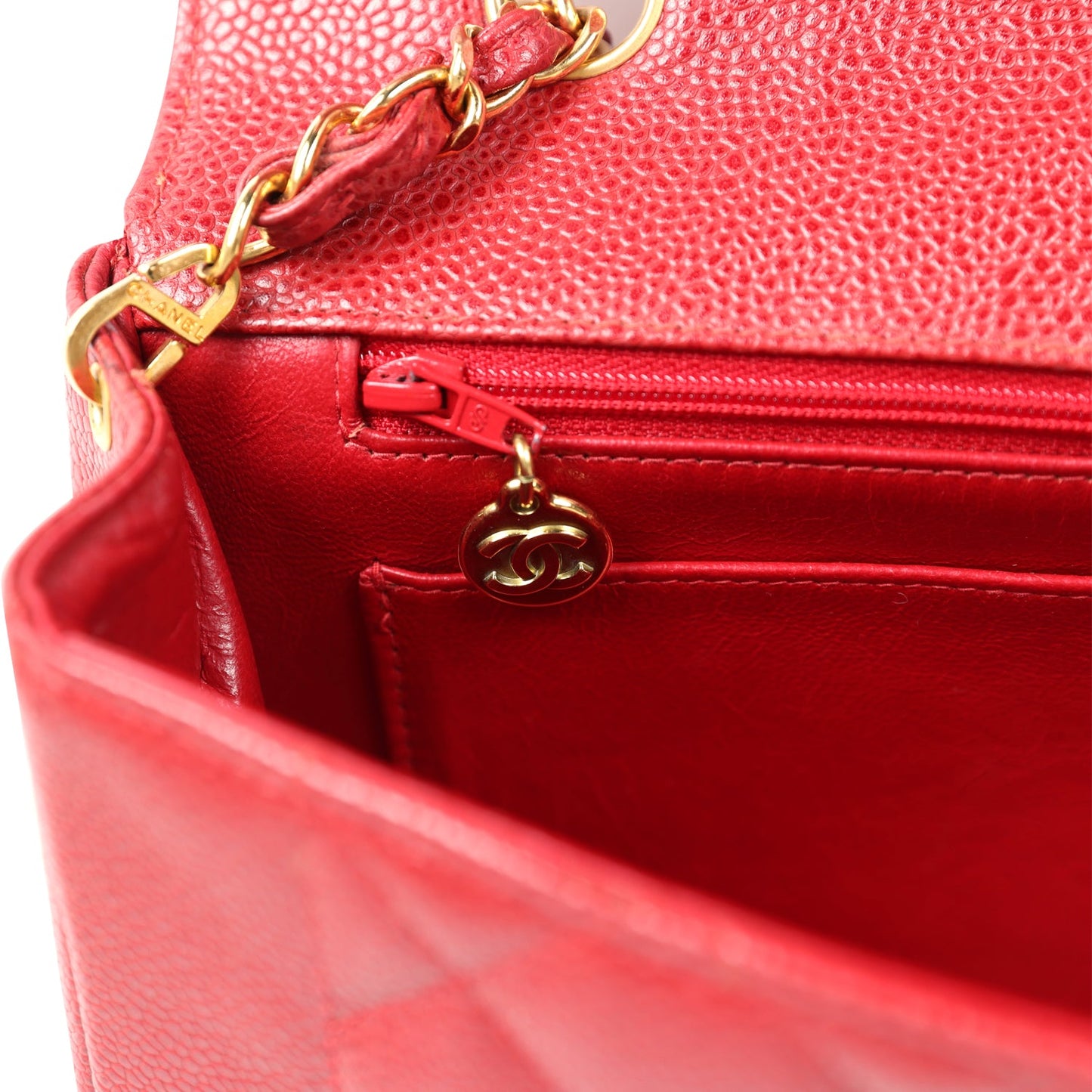 Vintage Chanel Medium Diana Flap Bag Red Caviar Gold Hardware