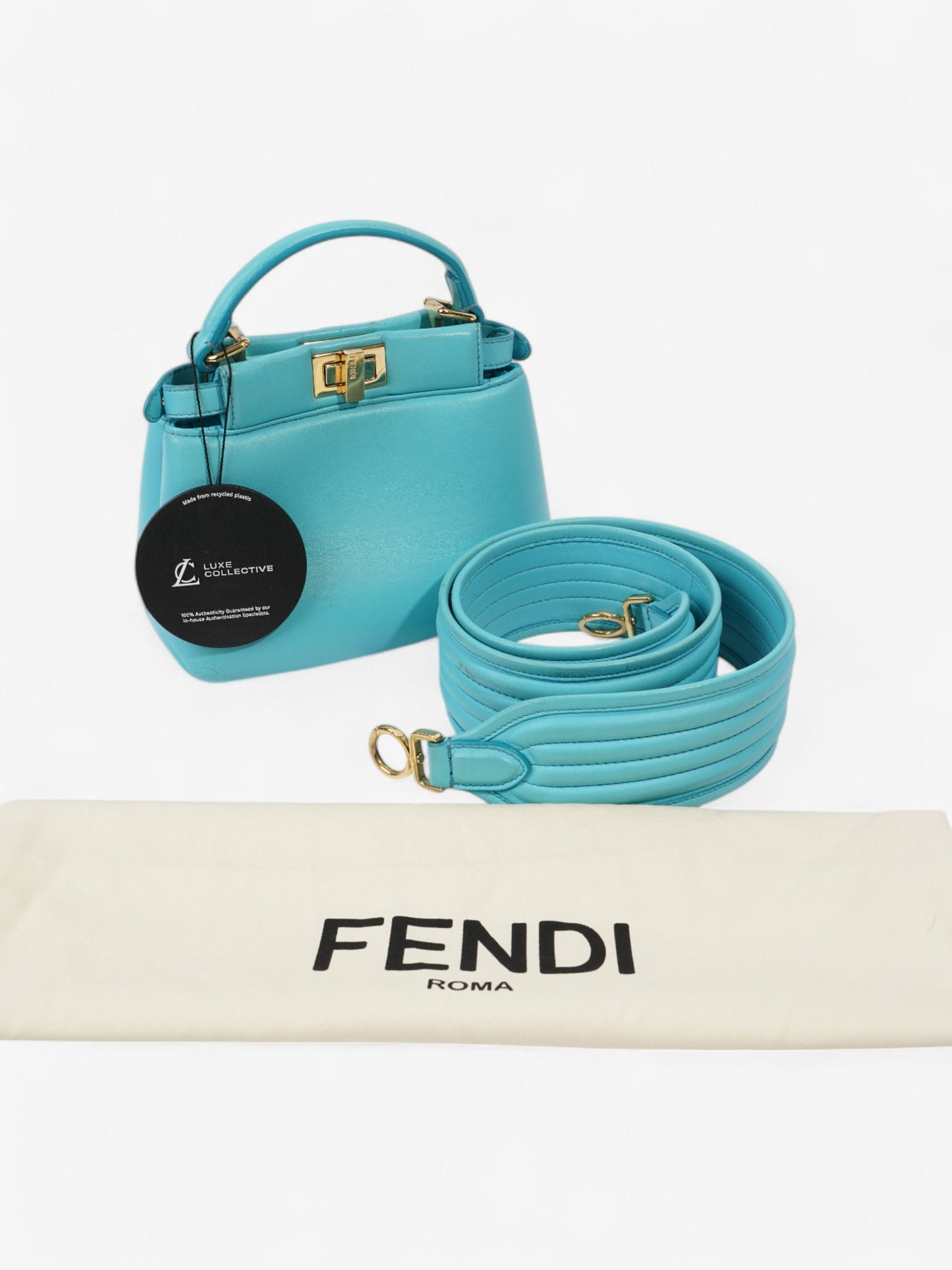 Fendi Peekaboo Light Blue Nappa Leather