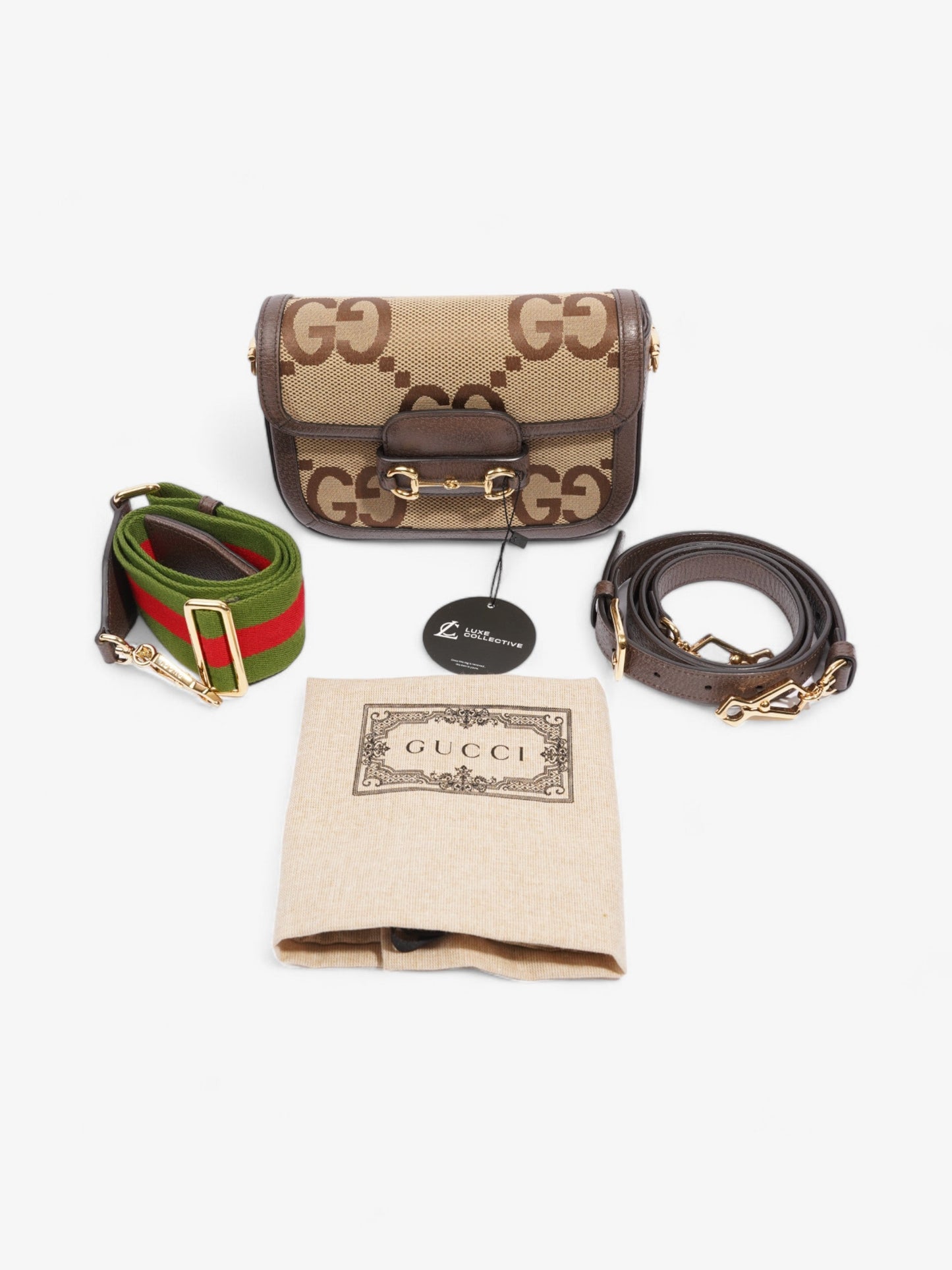 Gucci Horsebit 1955 Beige And Jumbo Jumbo GG Canvas Mini
