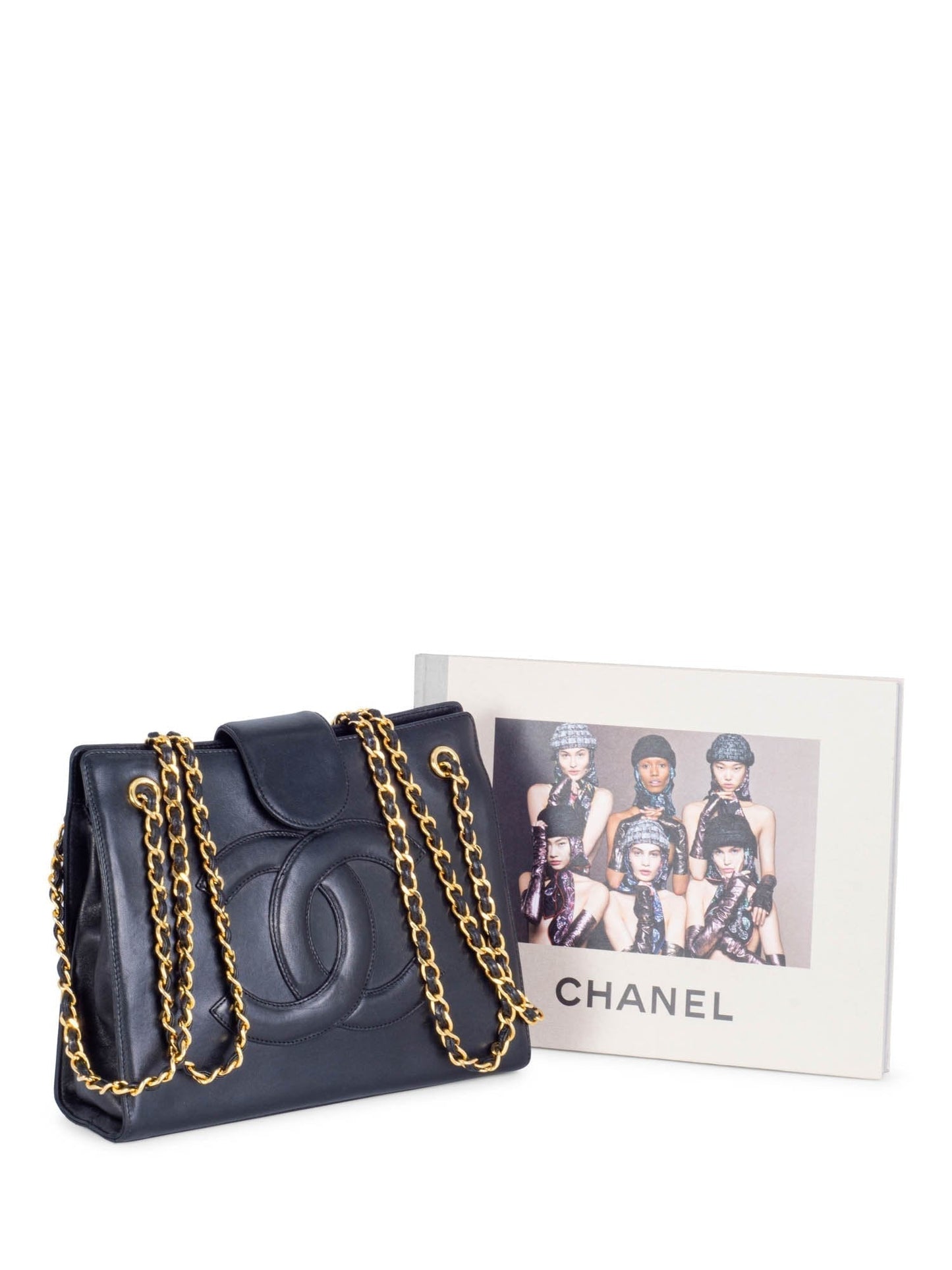 Chanel CC Logo Leather Messenger Bag Black