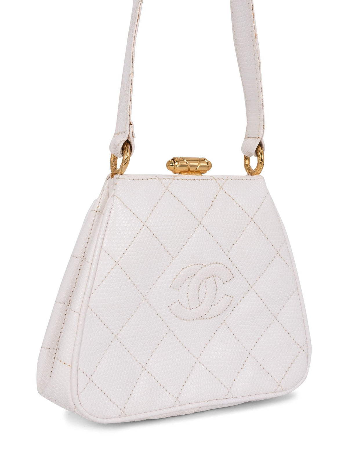 Chanel CC Logo Quilted Mini Kelly Bag White