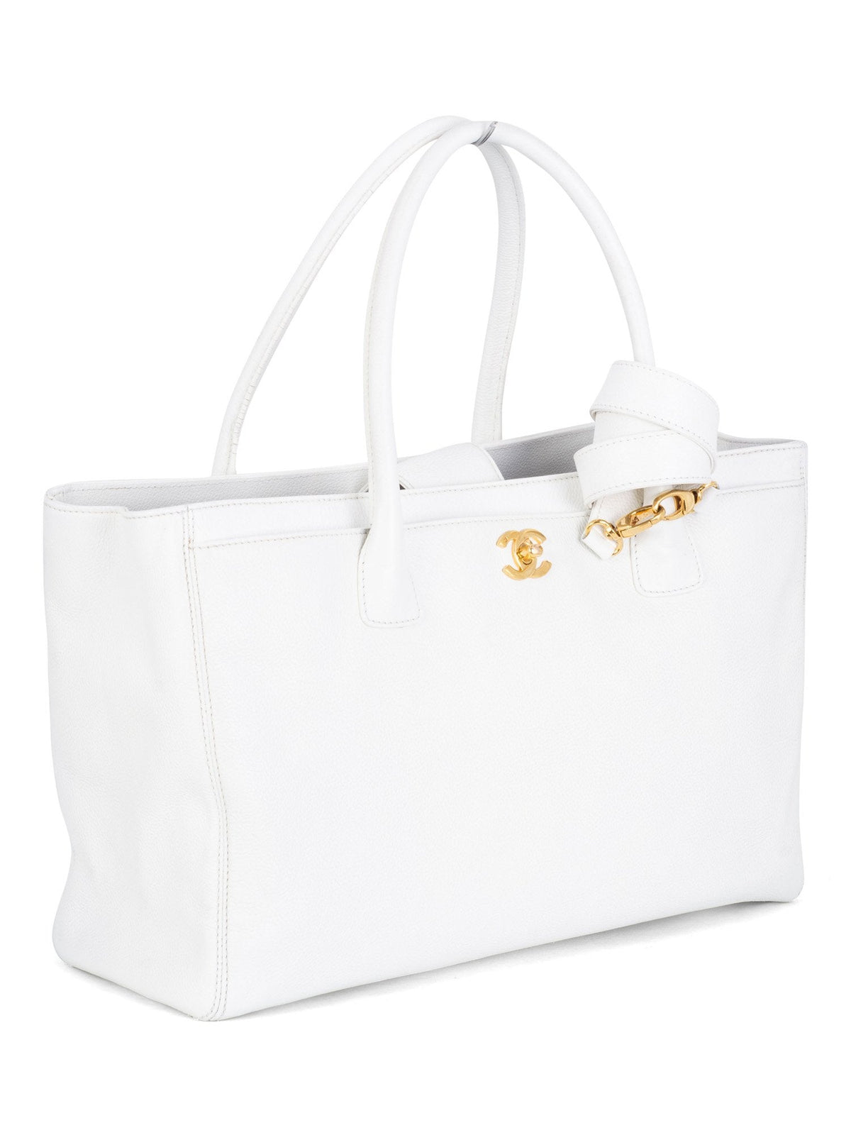 Chanel Caviar Leather Cerf Executive Shopper Tote White