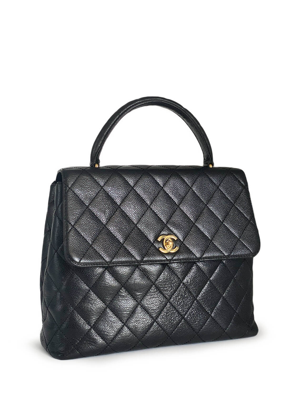 Chanel Caviar Quilted Large Coco Handle Flap Bag Black