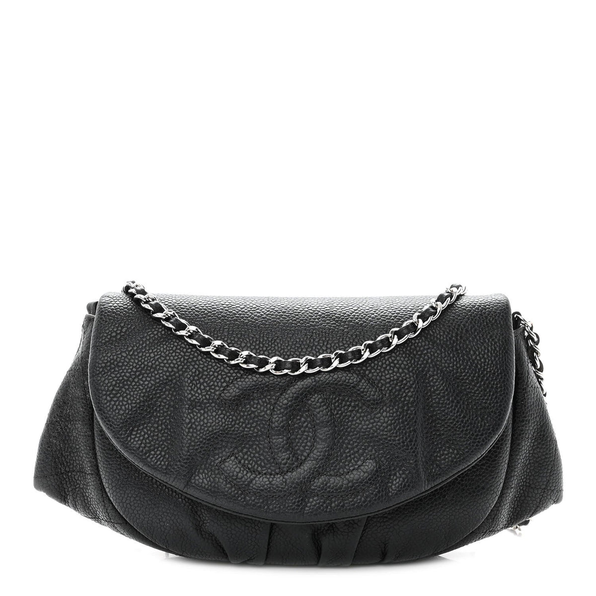 Chanel CAVIAR LEATHER HALF MOON WALLET ON A CHAIN