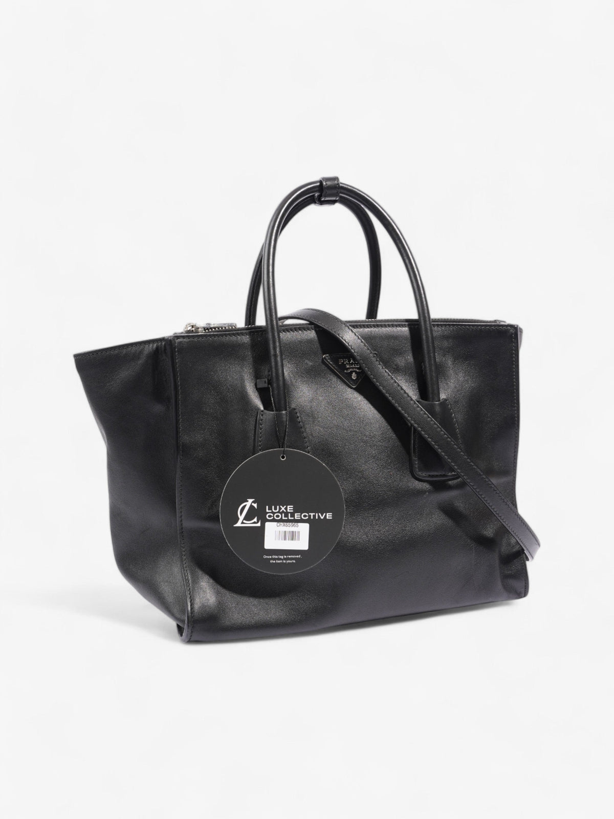 Prada Twin Pocket Tote Black Leather Medium