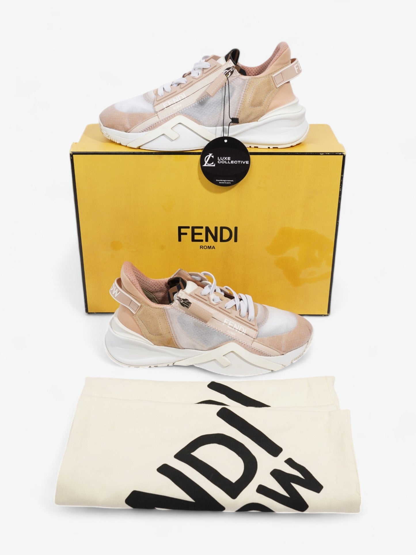 Fendi Flow Sneakers Nude / Beige Mesh EU 37 UK 4