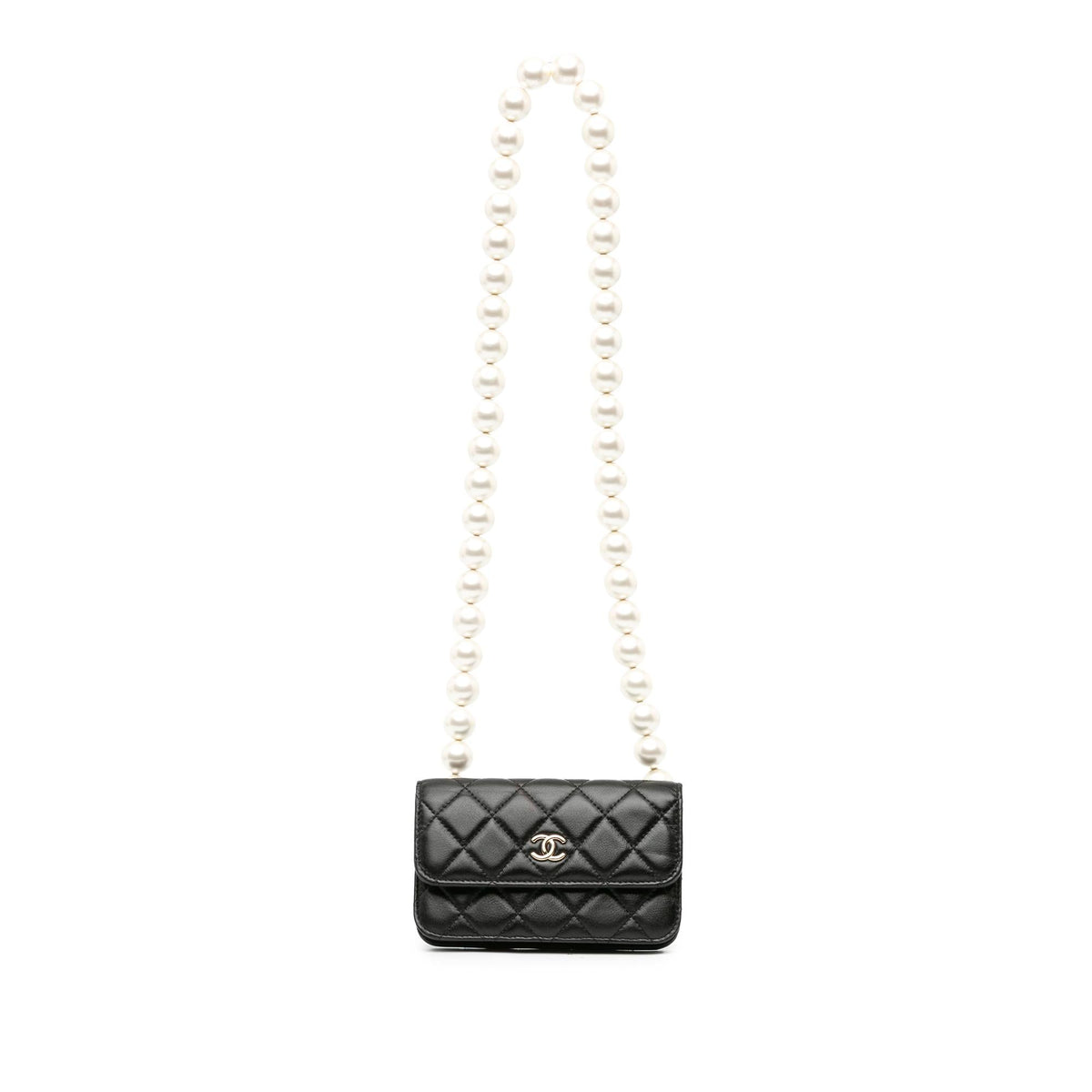 Chanel CC Lambskin About Pearls Card Holder On Chain (SHG-XiJKT4)