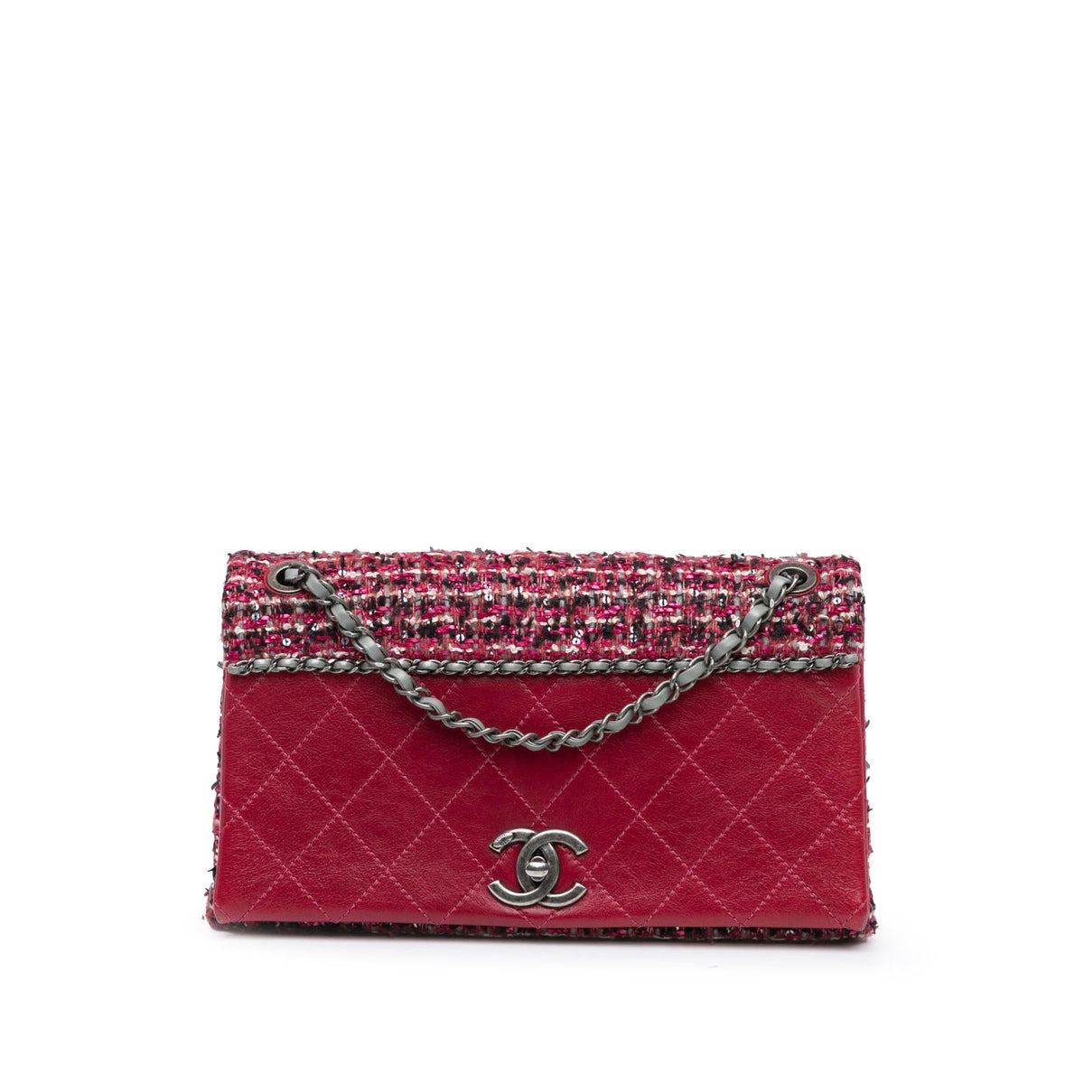 Chanel CC Lambskin and Tweed Flap (SHG-PCFyOe)