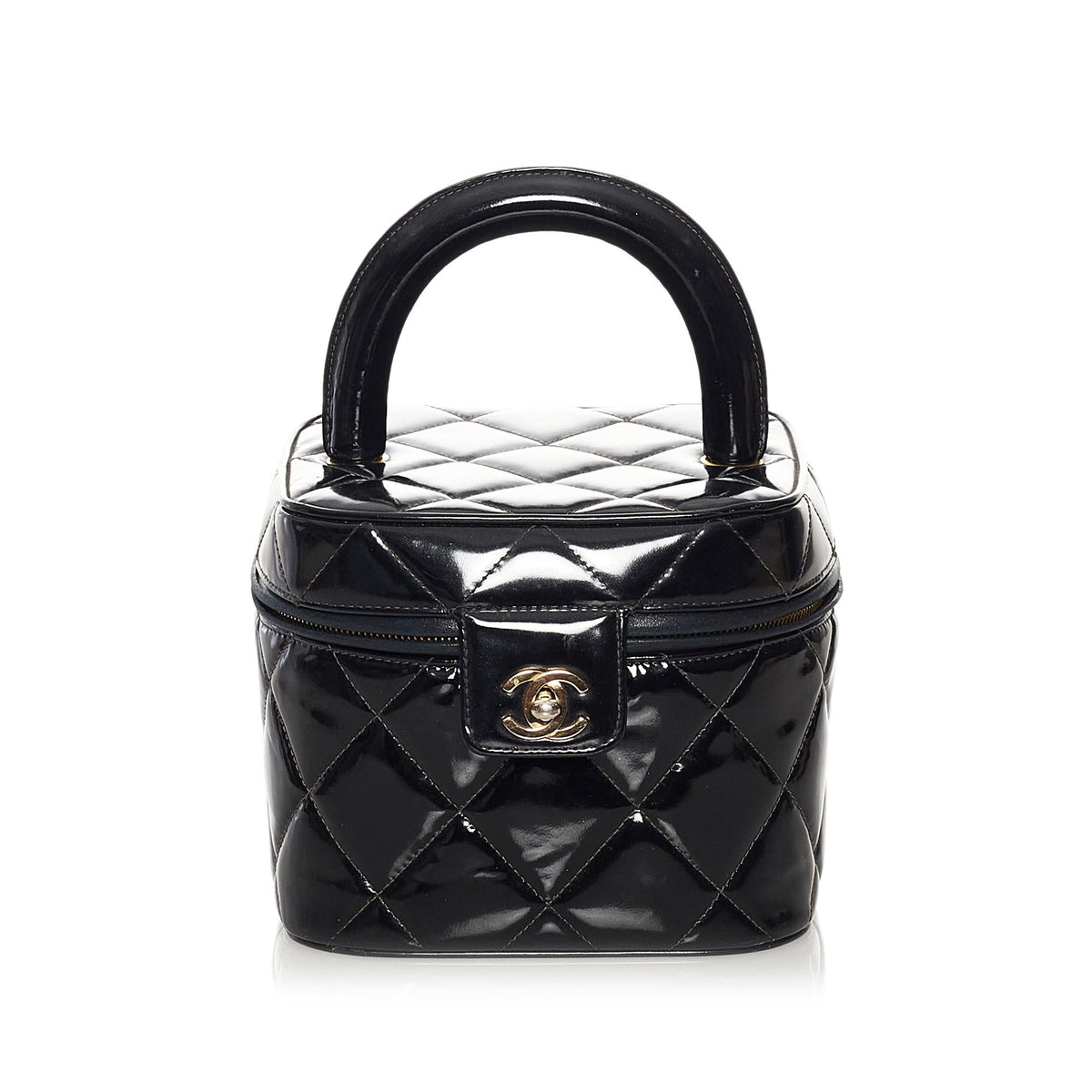 Chanel CC Matelasse Patent Leather Vanity Bag (SHG-34683)