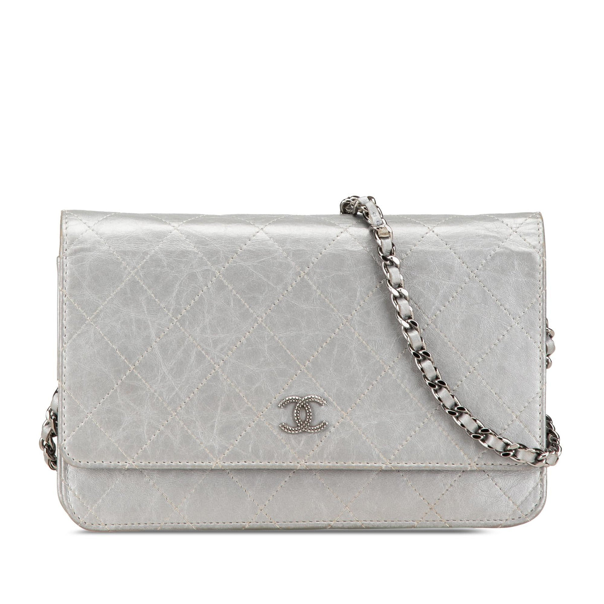 Chanel CC Quilted Aged Calfskin Wallet On Chain