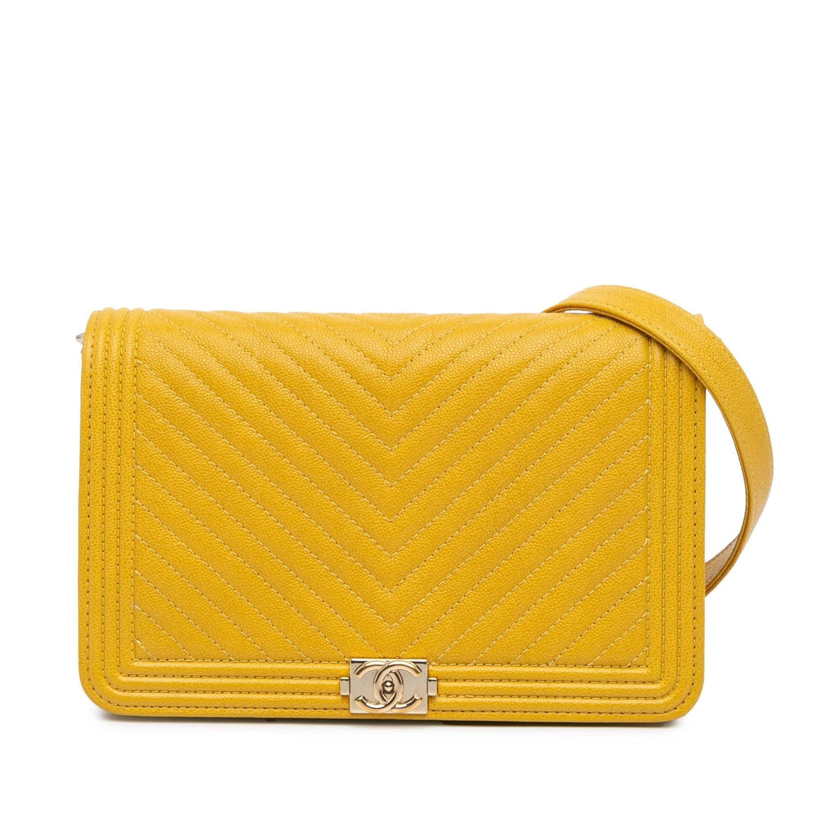 Chanel Caviar Chevron Le Boy Wallet On Chain (SHG-qIpwVh)