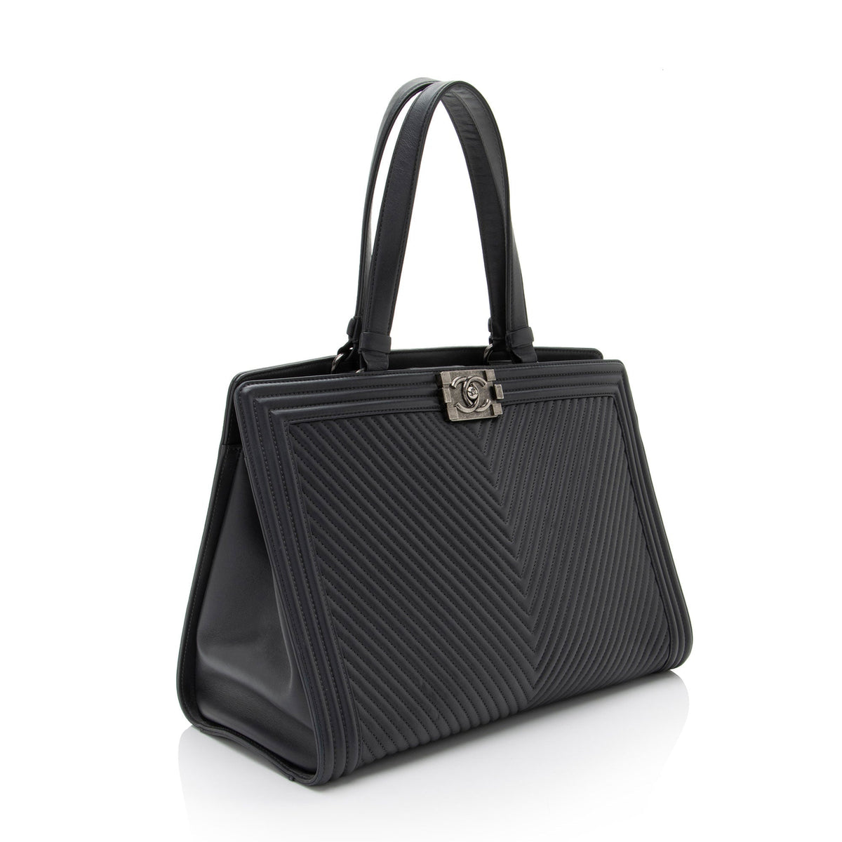 Chanel Chevron Lambskin Boy Shopping Tote