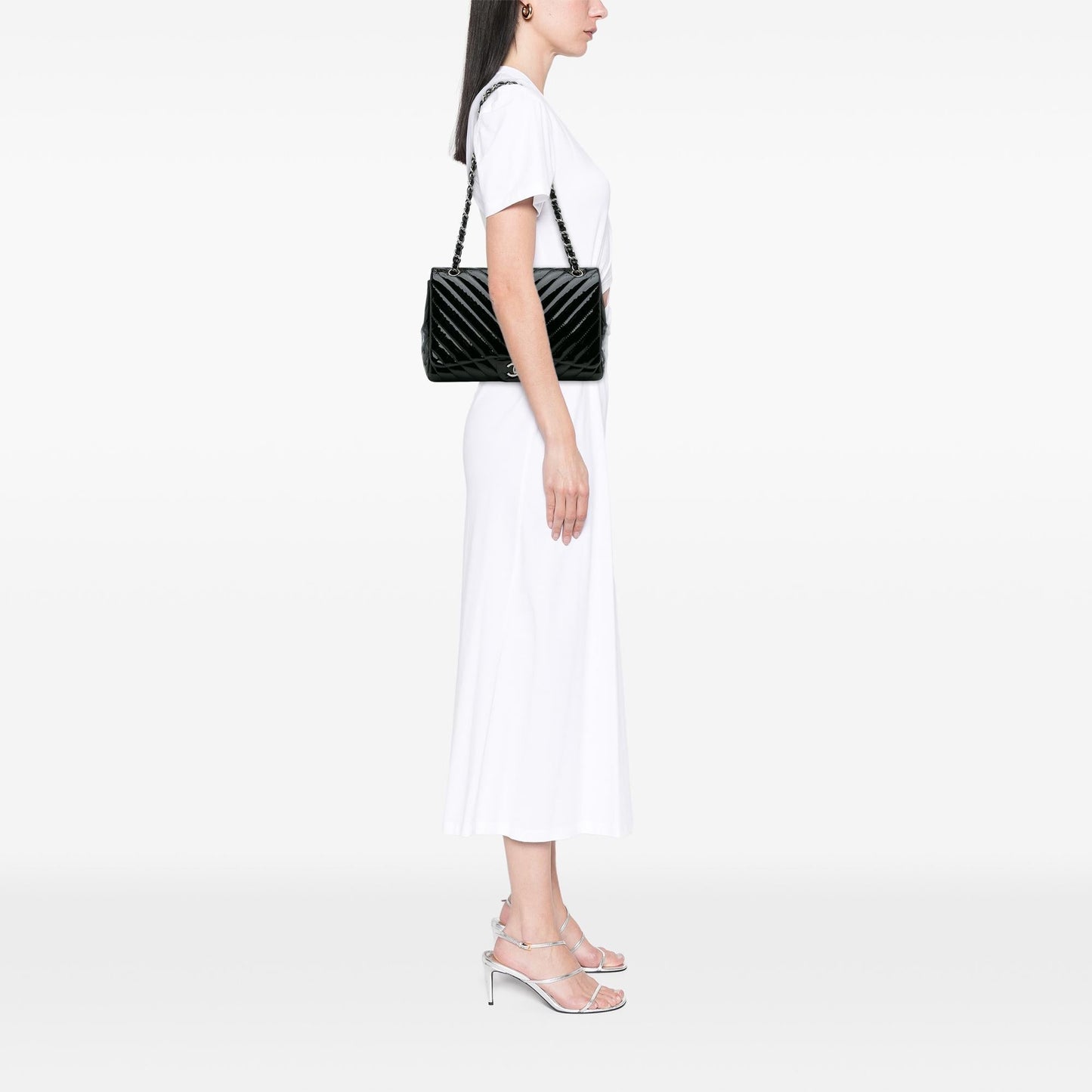 Chanel Jumbo Classic Chevron Patent Single Flap