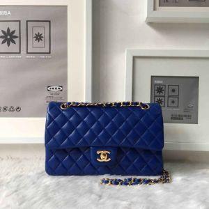 Chanel Classic Clutch With Chain CWC Lambskin Blue SiLouis Vuittoner-Toned