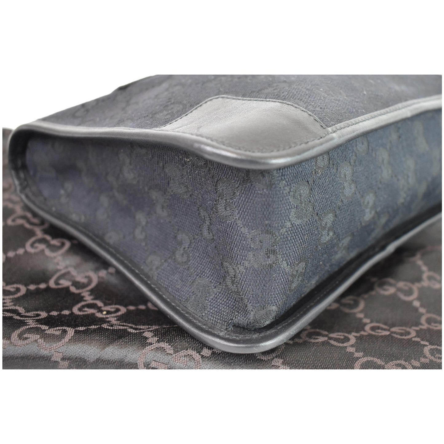 GUCCI Micro GG Top Handle Leather Tote Bag Black 000.0856