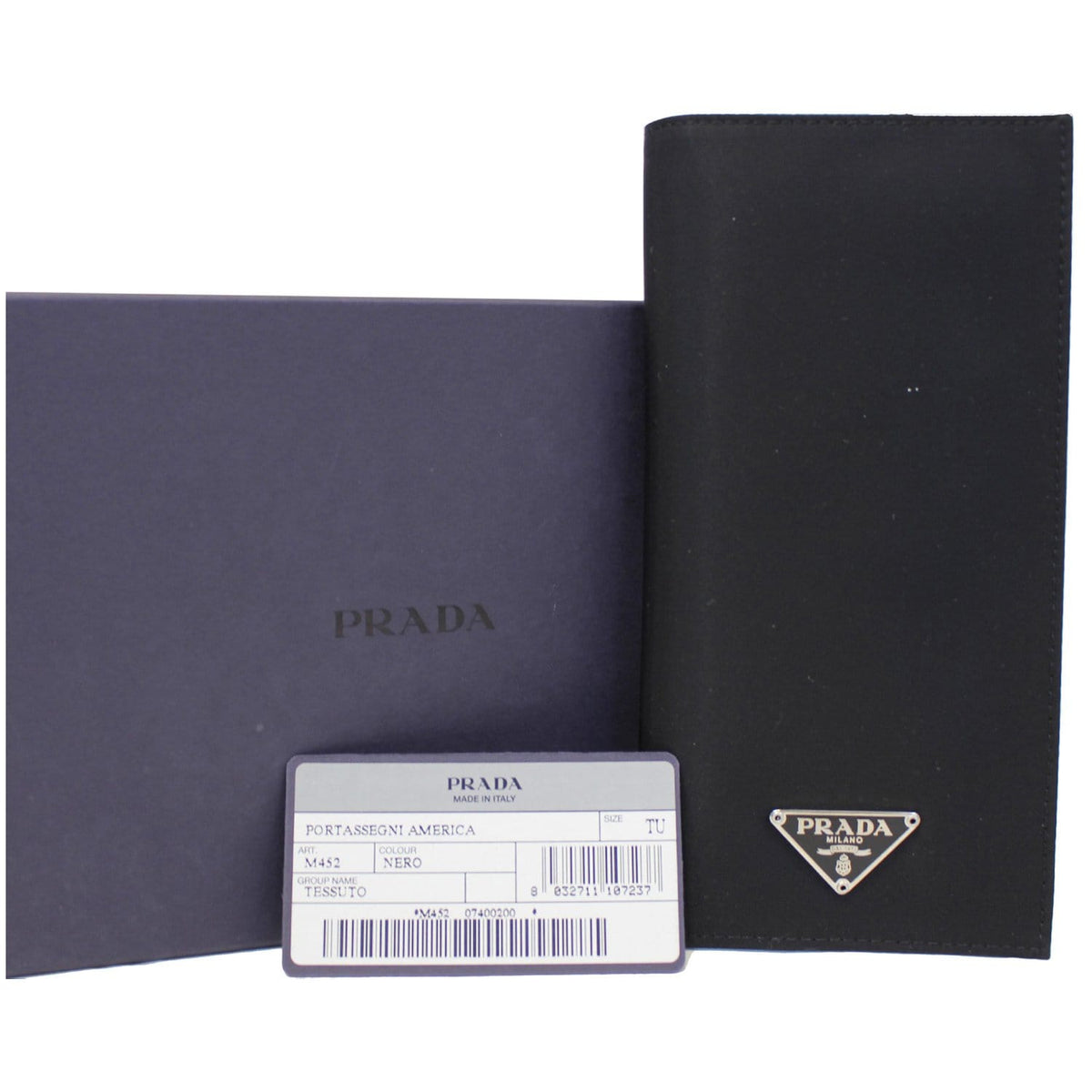 PRADA Nylon Checkbook Cover Wallet Black