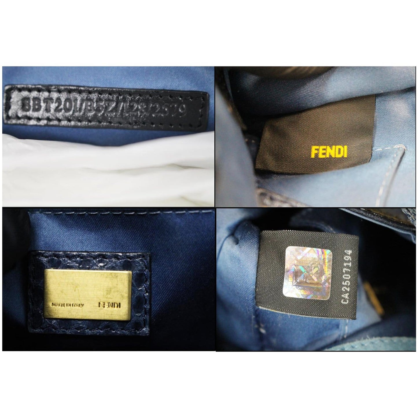 FENDI Daisy Beaded Snakeskin Fox Fur Trim Crossbody Clutch Bag Blue - Final Sale