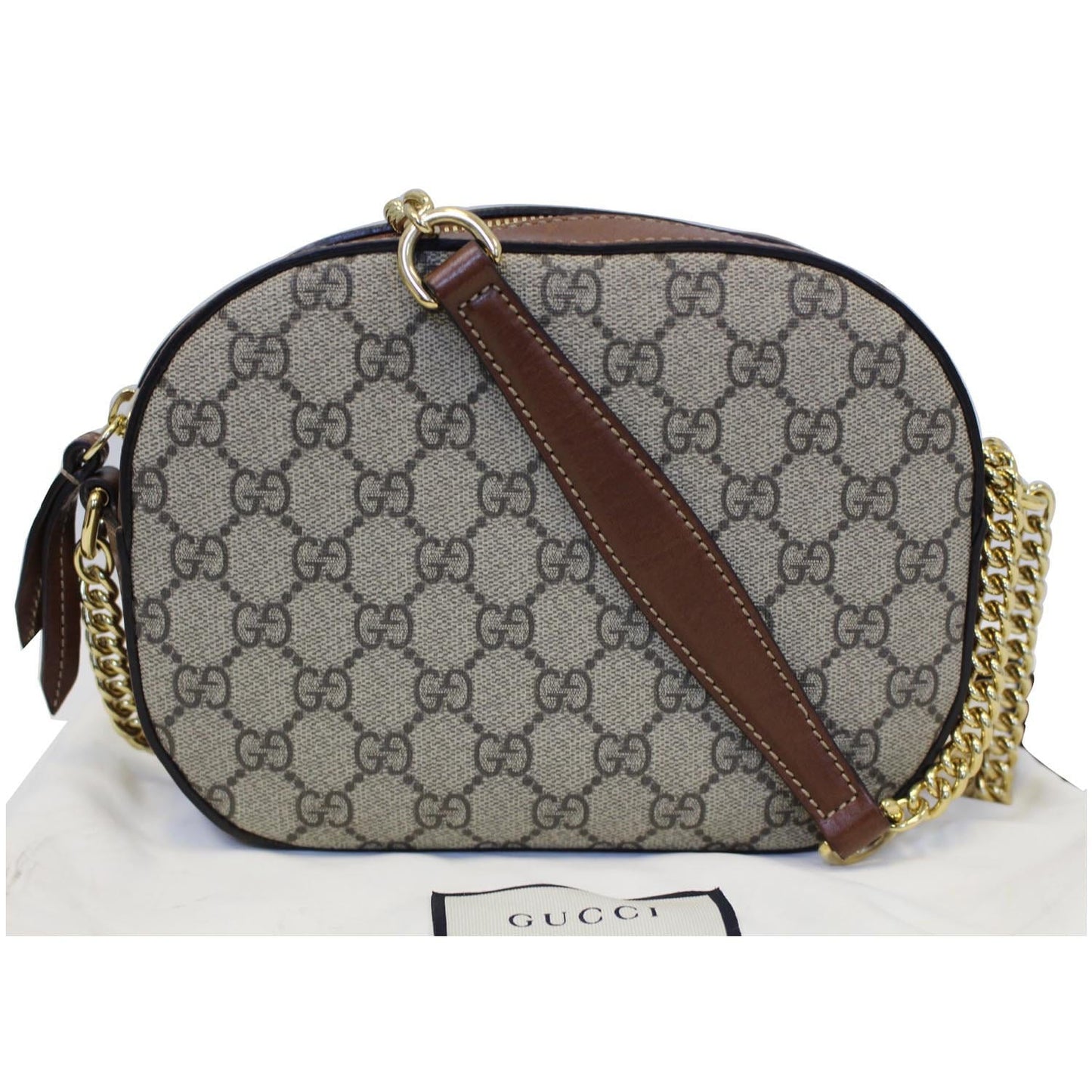 GUCCI GG Supreme Mini Chain Crossbody Bag Beige 409535