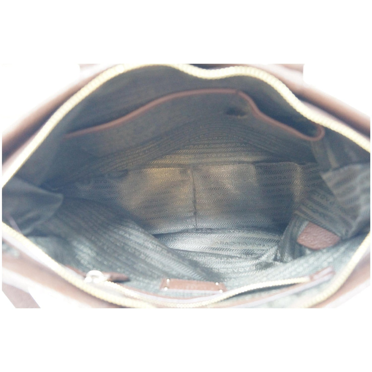 PRADA Cervo Antik Leather Tote Bag Brown