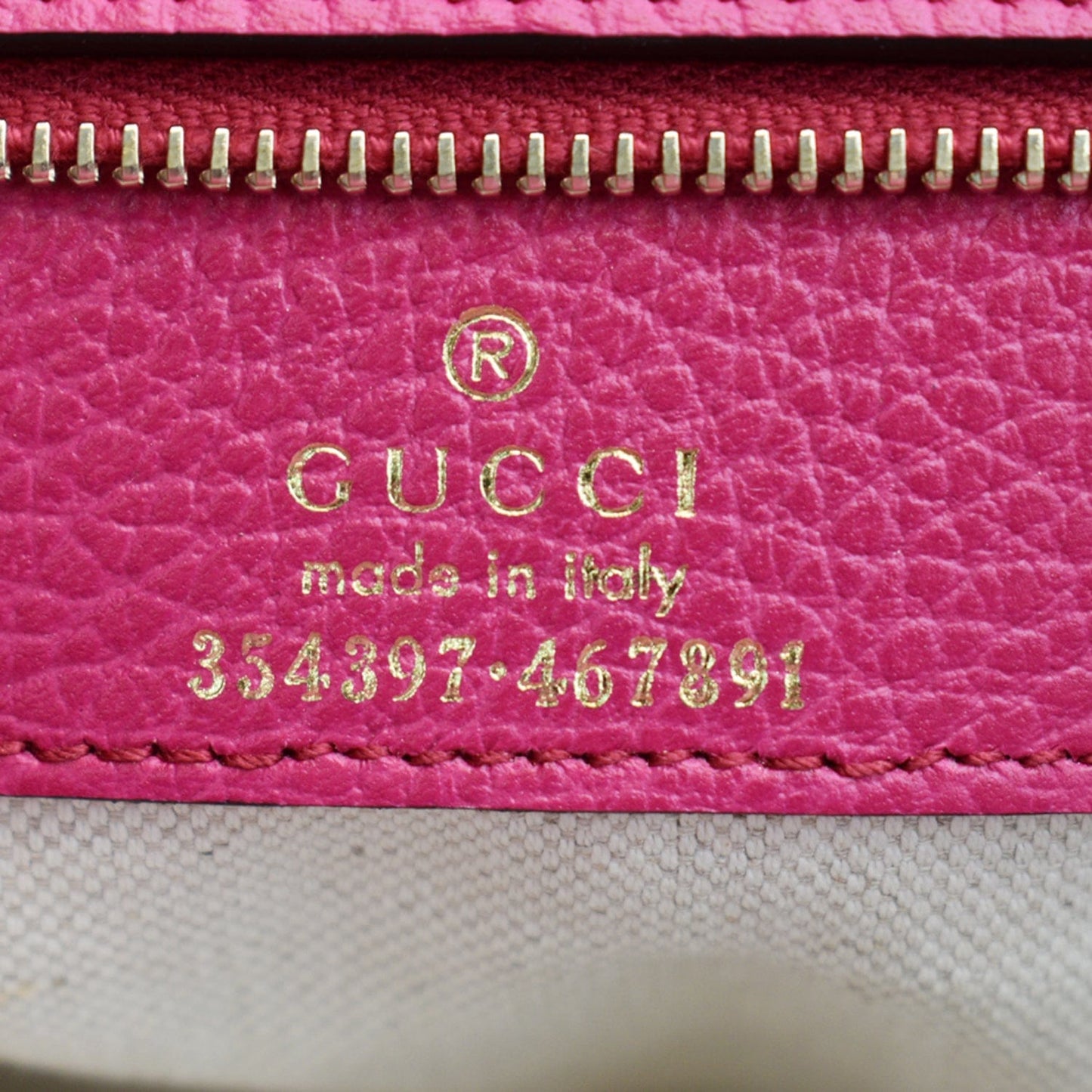 GUCCI Swing Medium Pebbled Leather Tote Bag Pink 354397