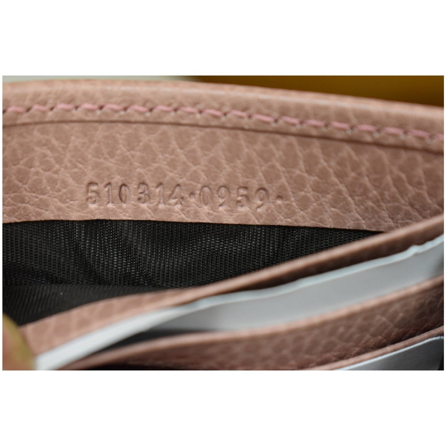 GUCCI Dollar Interlocking G Leather Chain Wallet Soft Pink 510314