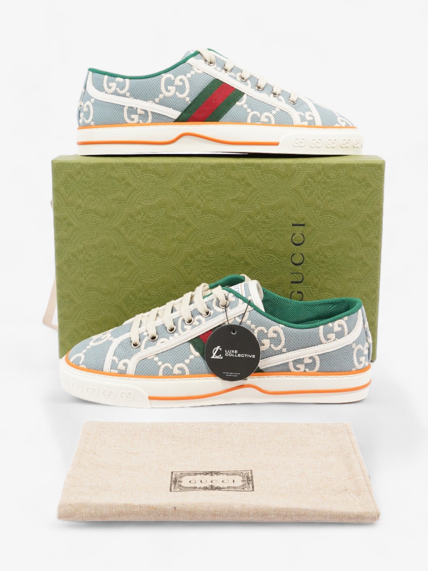 Gucci Tennis 1977 Light Blue / Orange Canvas EU 41 UK 8
