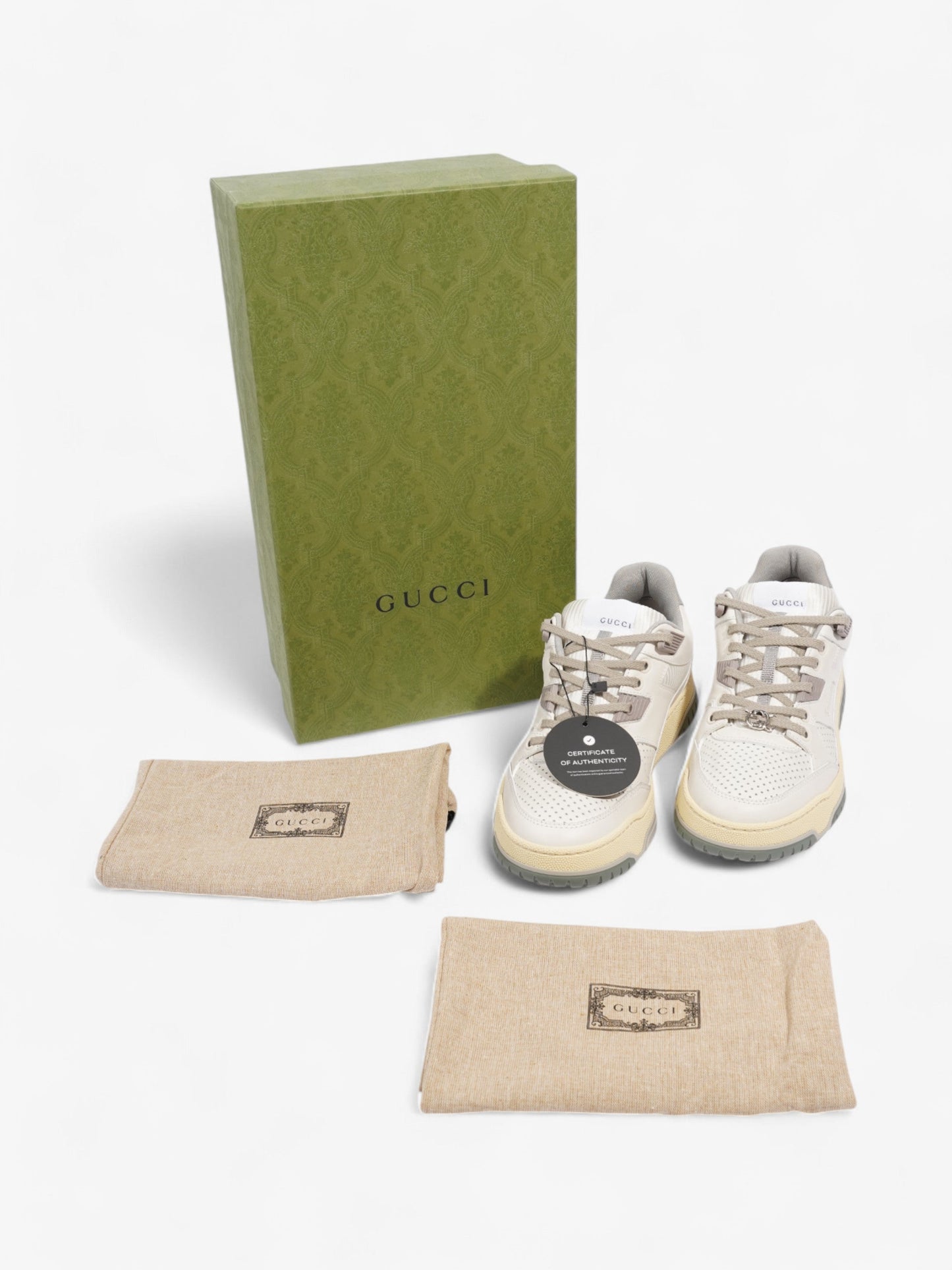 Gucci Distressed Low-tops Light Grey / Grey / White Leather EU 38.5 UK 5.5