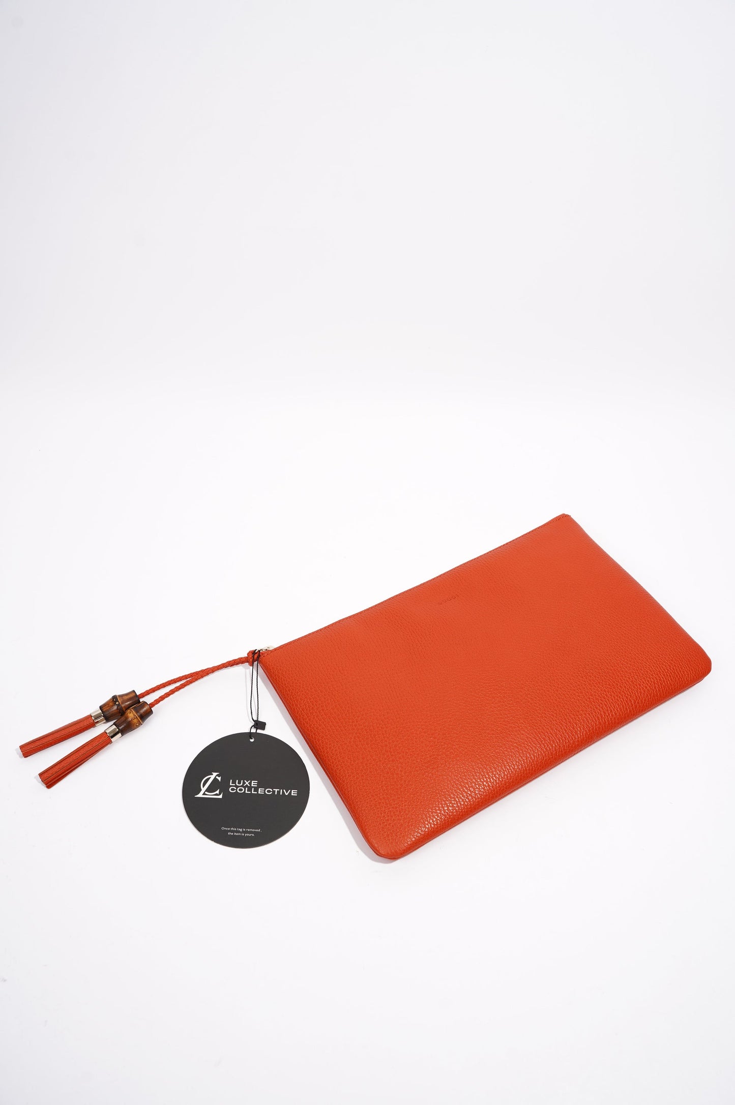 Gucci Clutch Bag Bamboo Burnt Orange Leather