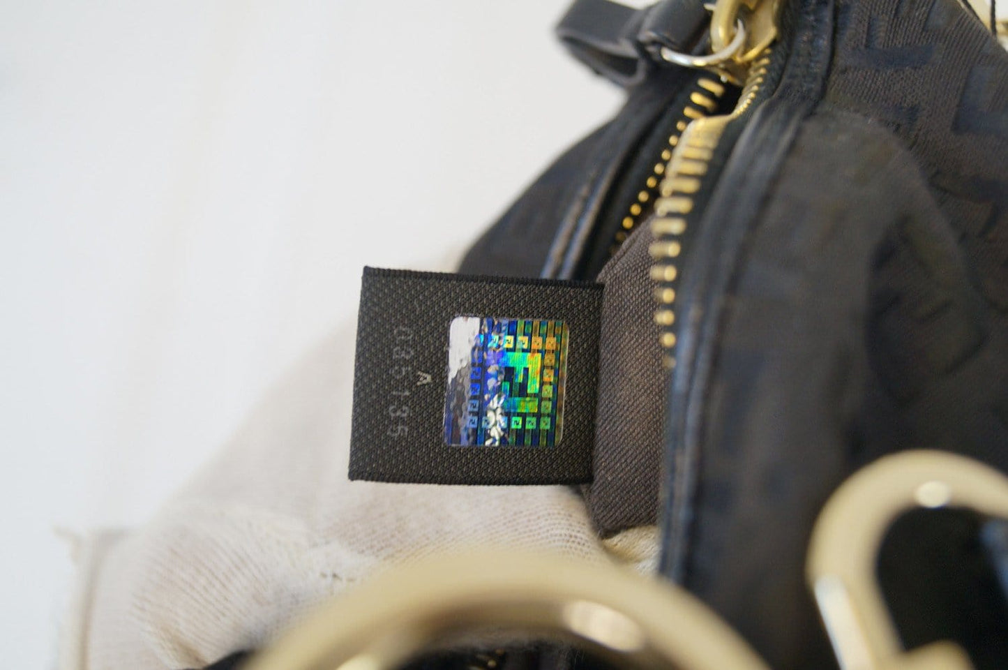 Fendi Zucchino Canvas Black Hobo Shoulder Bag