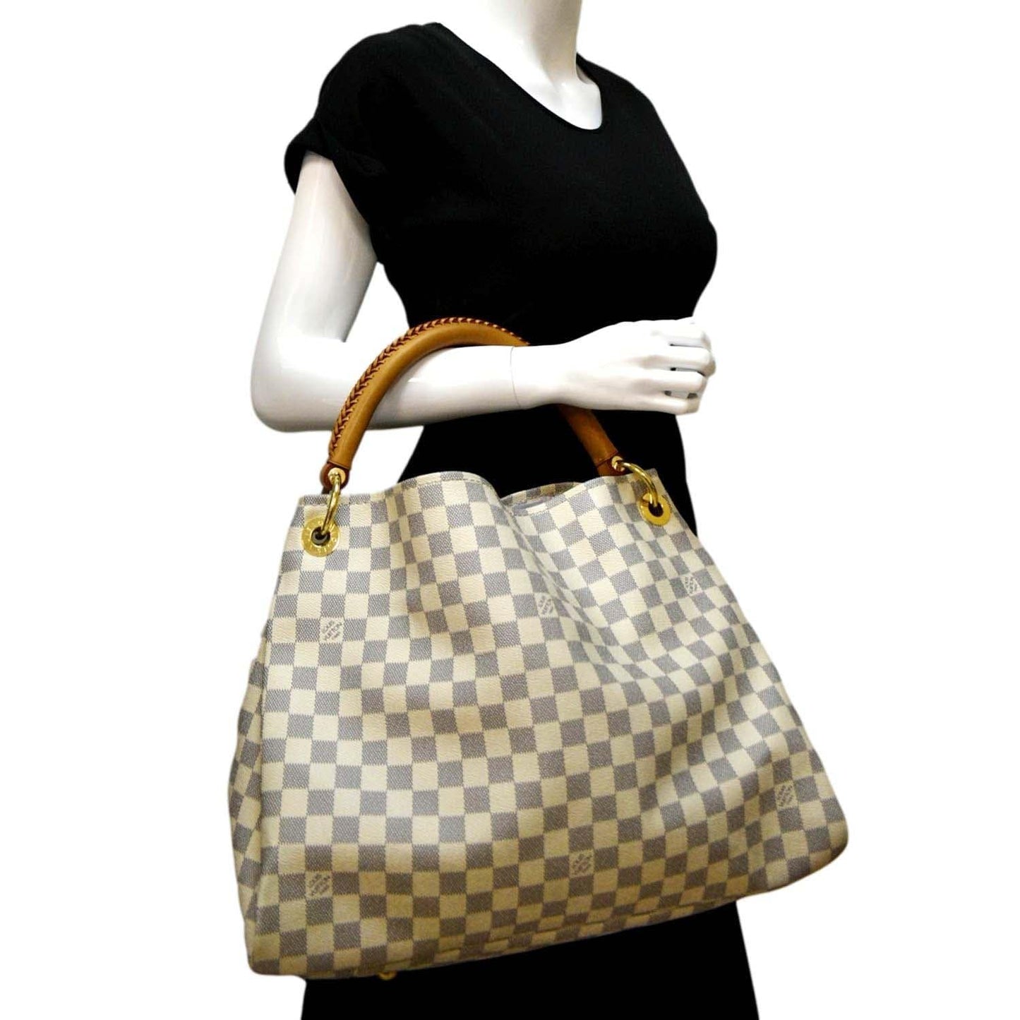 LOUIS VUITTON Artsy MM Damier Azur Hobo Bag White